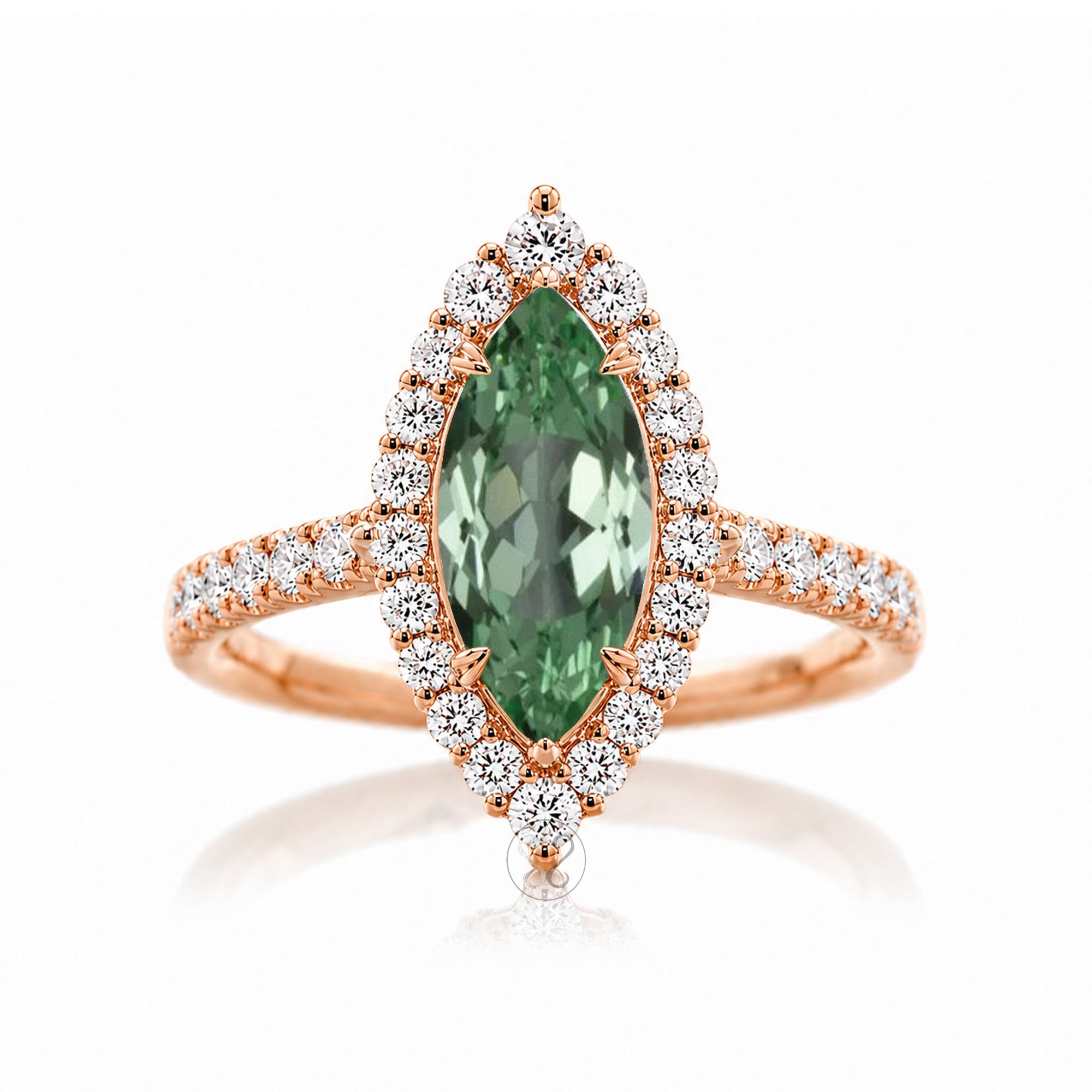 The Haley Marquise Cut Green Sapphire Ring