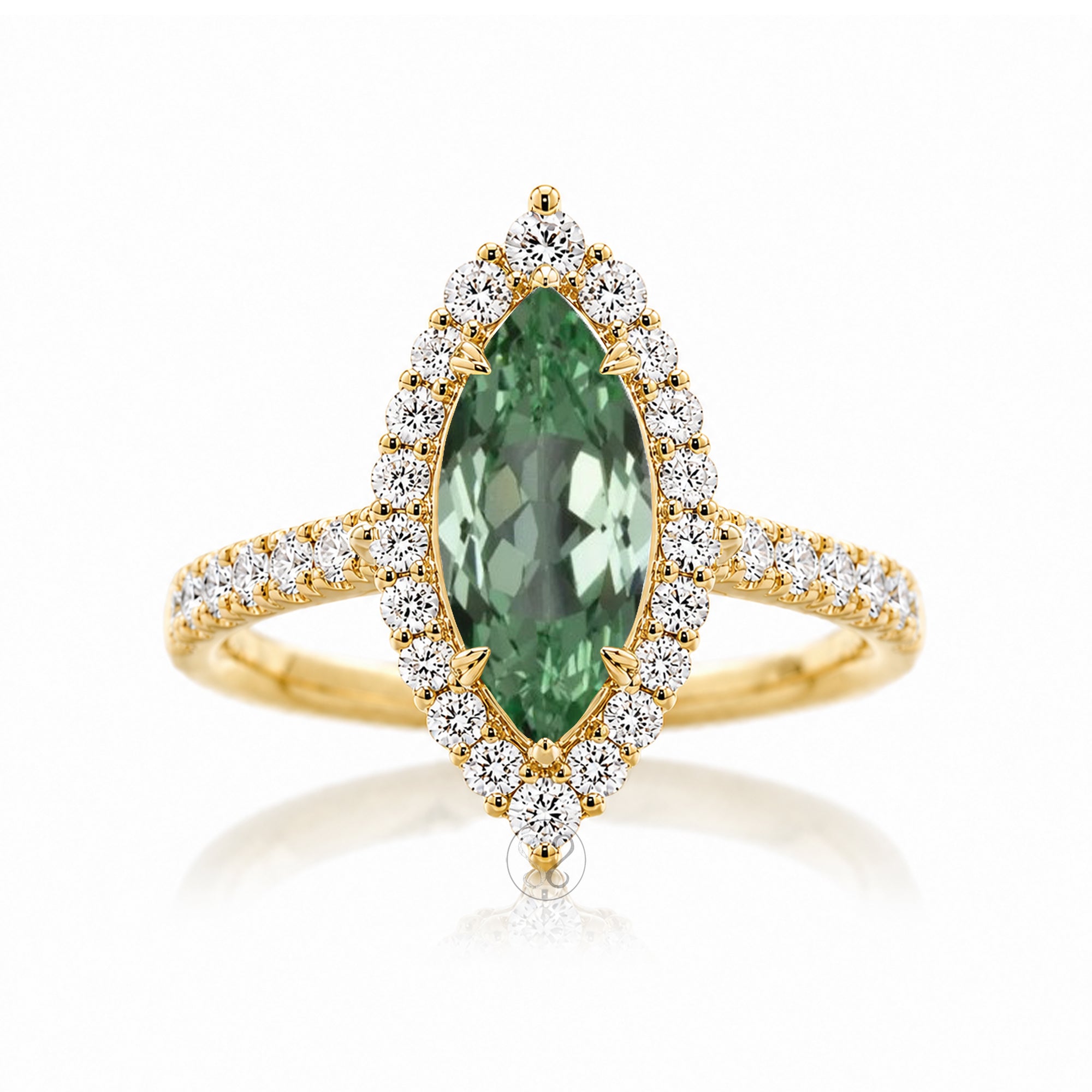 The Haley Marquise Cut Green Sapphire Ring