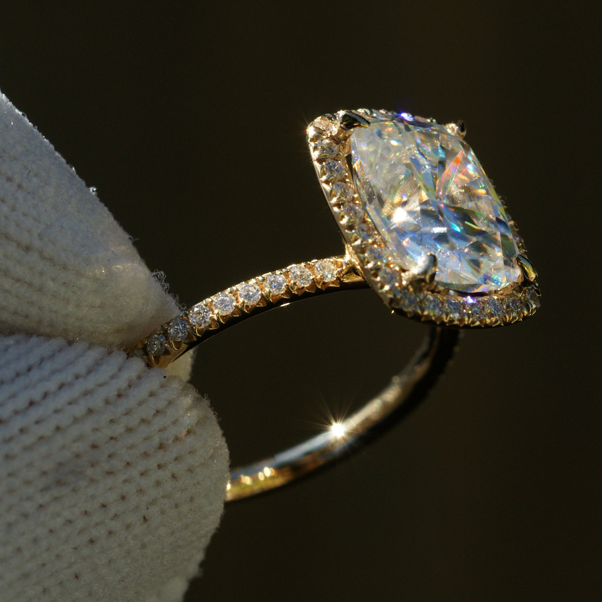 Cushion Cut Moissanite Ring Platinum - The Caitlin (7.5mm)