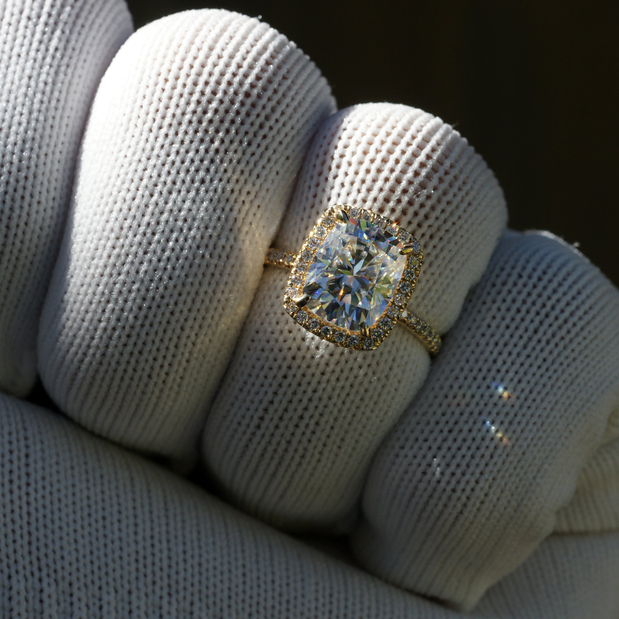 Cushion Cut Moissanite Ring Platinum - The Caitlin (7.5mm)