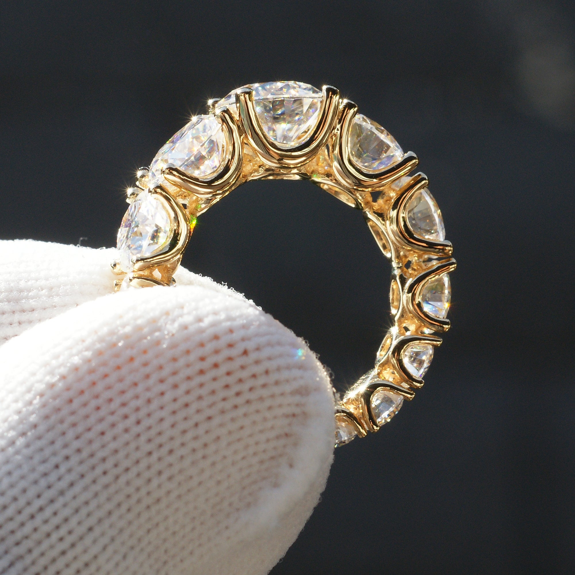 Eternity Band Round Moissanite 18k Yellow Gold Size 5.5 - The Amelia (7.95ct. tw.)