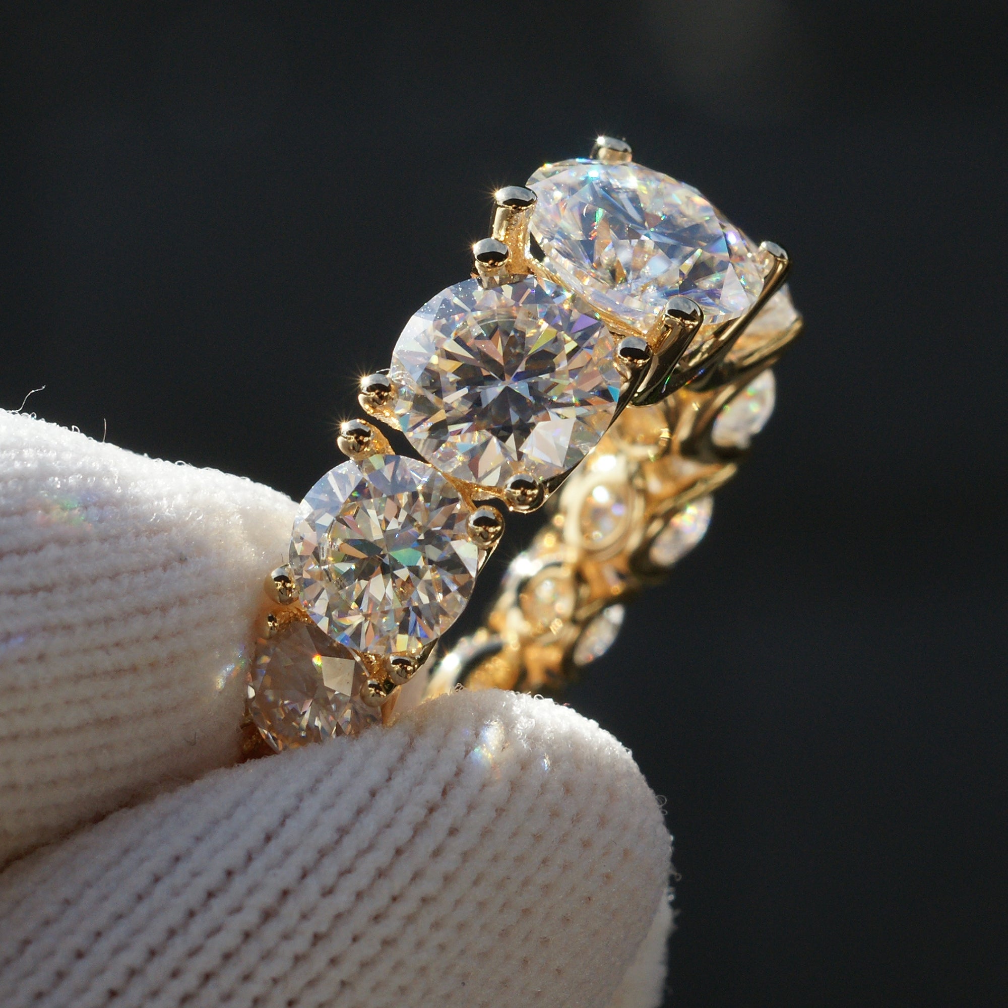 Eternity Band Round Moissanite 18k Yellow Gold Size 5.5 - The Amelia (7.95ct. tw.)