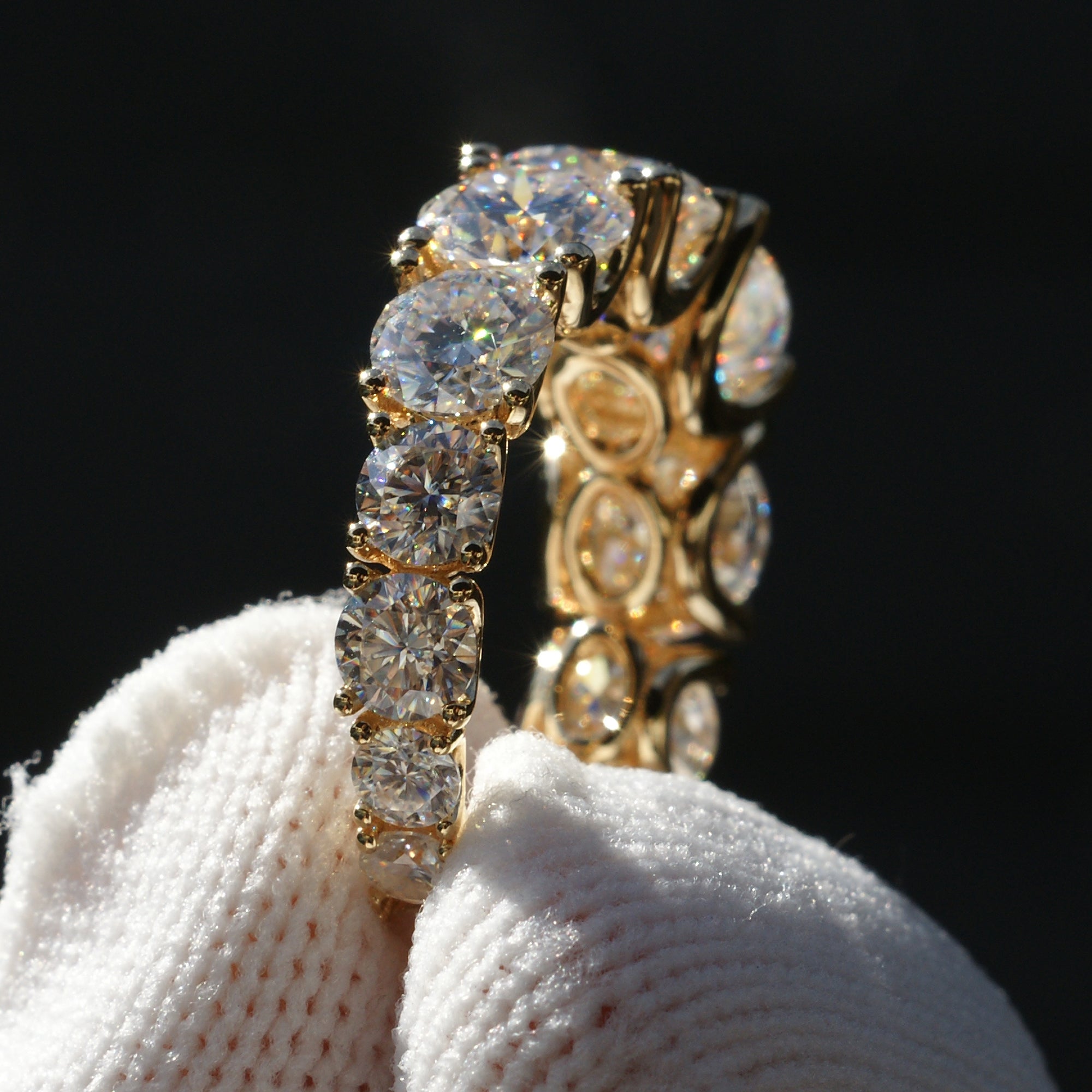 Eternity Band Round Moissanite 18k Yellow Gold Size 5.5 - The Amelia (7.95ct. tw.)