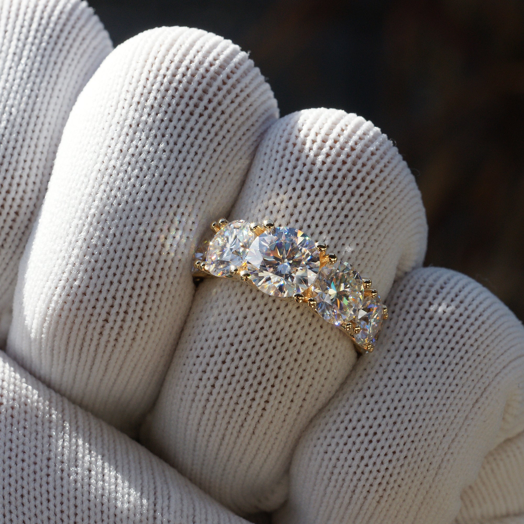 Eternity Band Round Moissanite 18k Yellow Gold Size 5.5 - The Amelia (7.95ct. tw.)