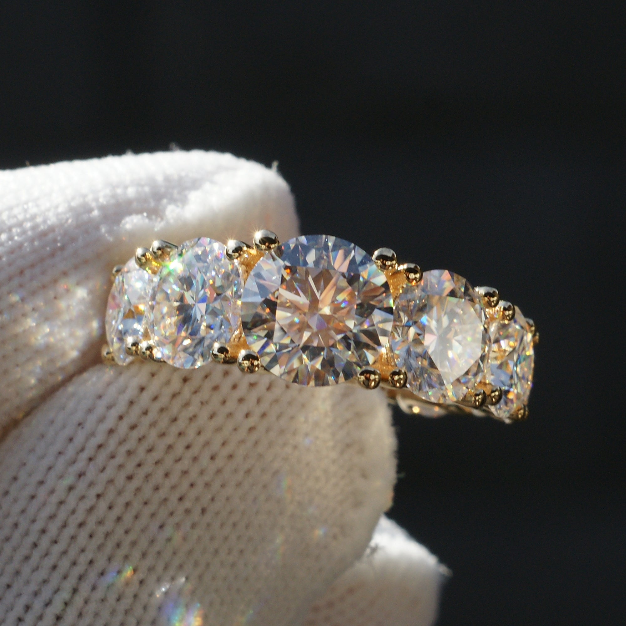 Eternity Band Round Moissanite 18k Yellow Gold Size 5.5 - The Amelia (7.95ct. tw.)