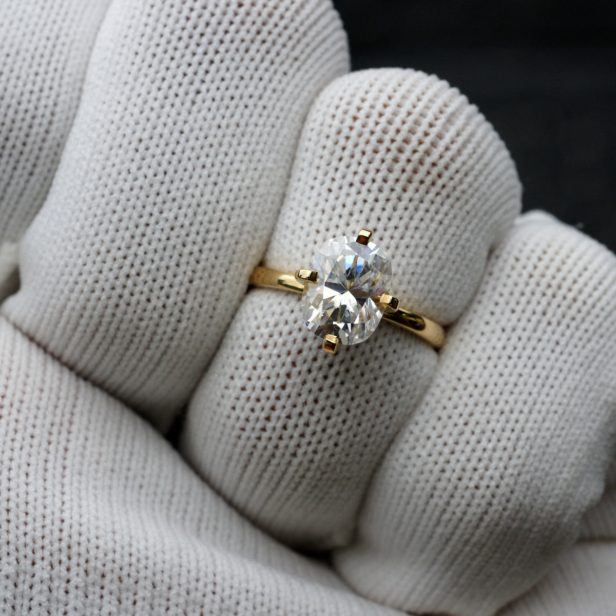 The Adeline Cushion Moissanite 9x7mm 18k Yellow Gold