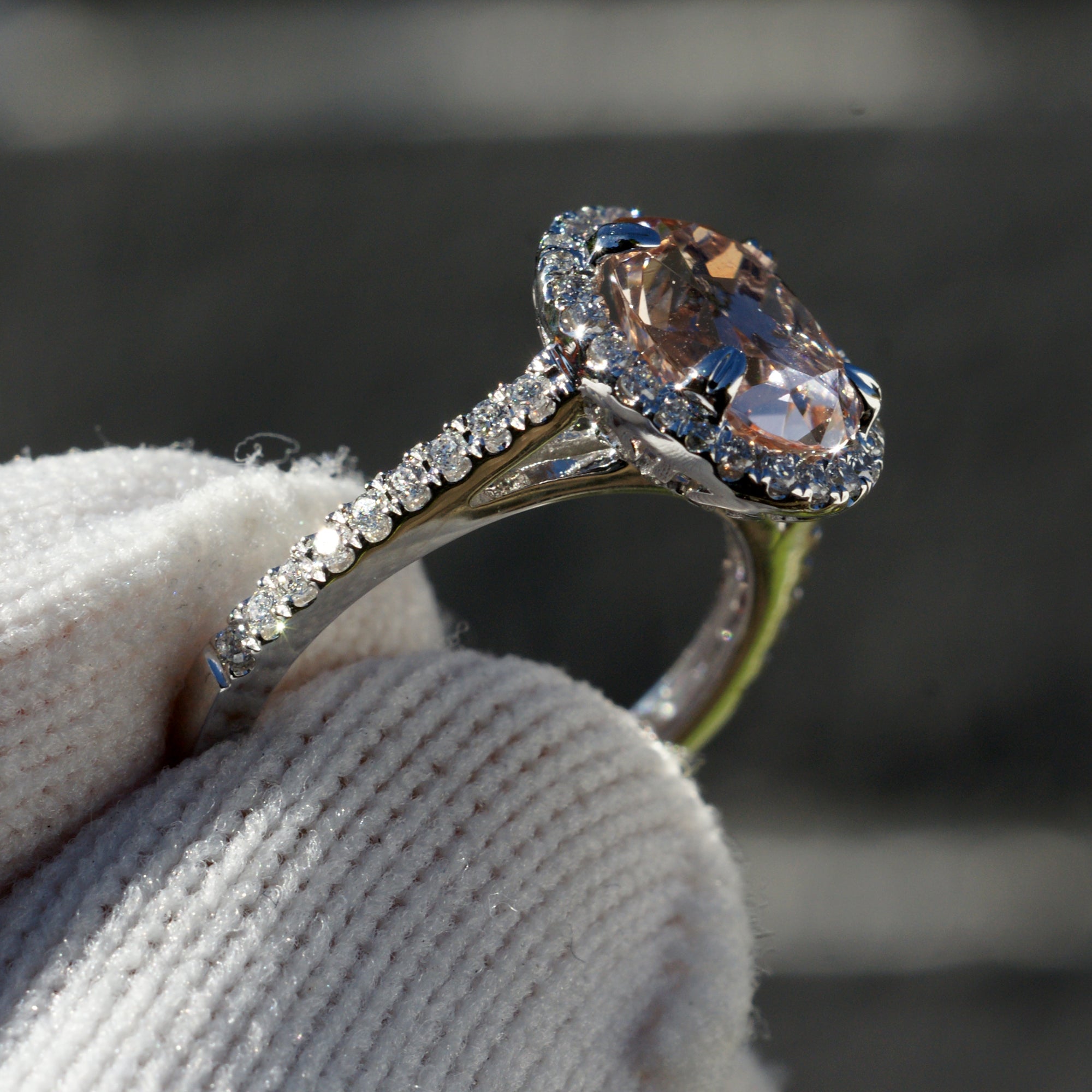 The Signature Oval Morganite Ring 9x7mm 14k White Gold