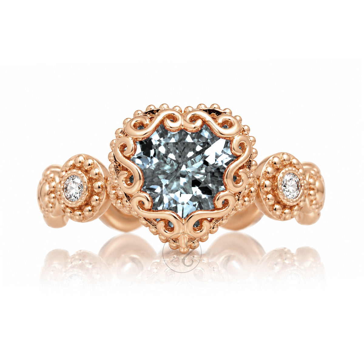 The Nilda Heart Aquamarine Ring