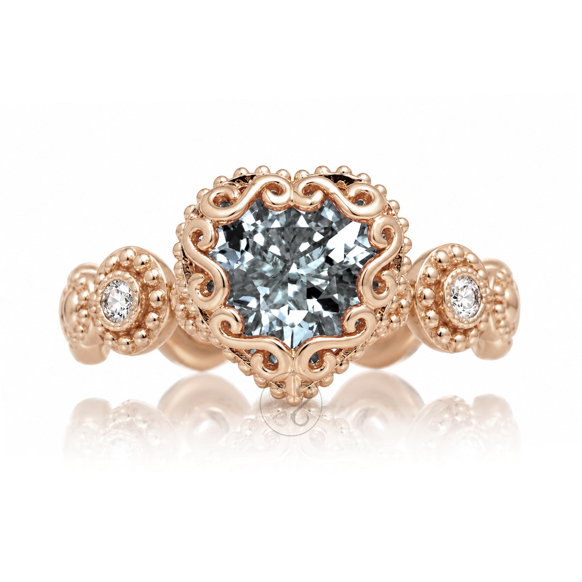The Nilda Heart Aquamarine Ring