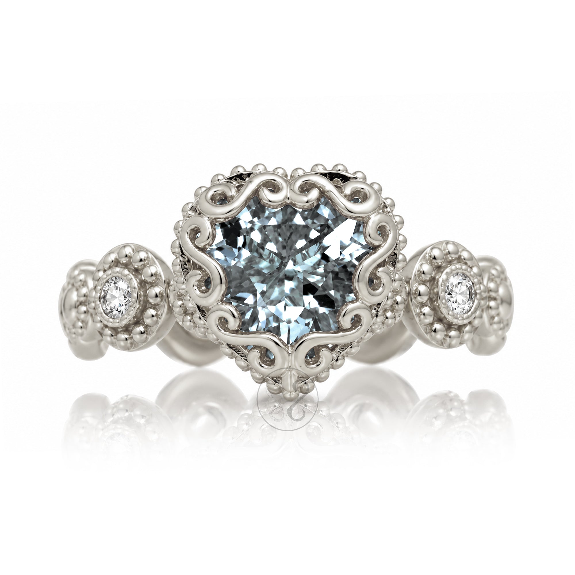 The Nilda Heart Aquamarine Ring