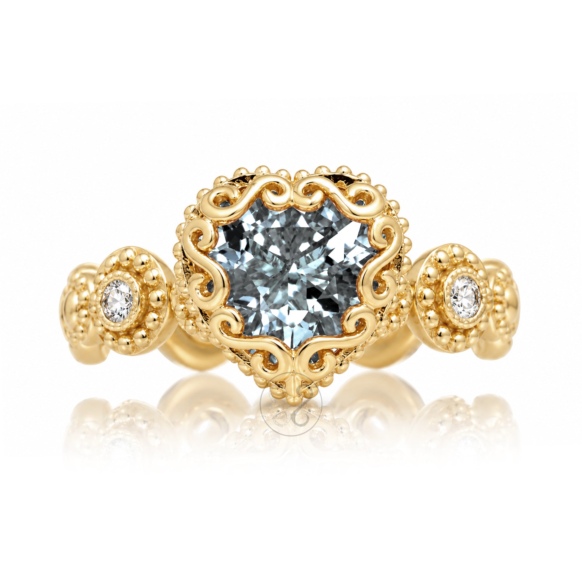 The Nilda Heart Aquamarine Ring