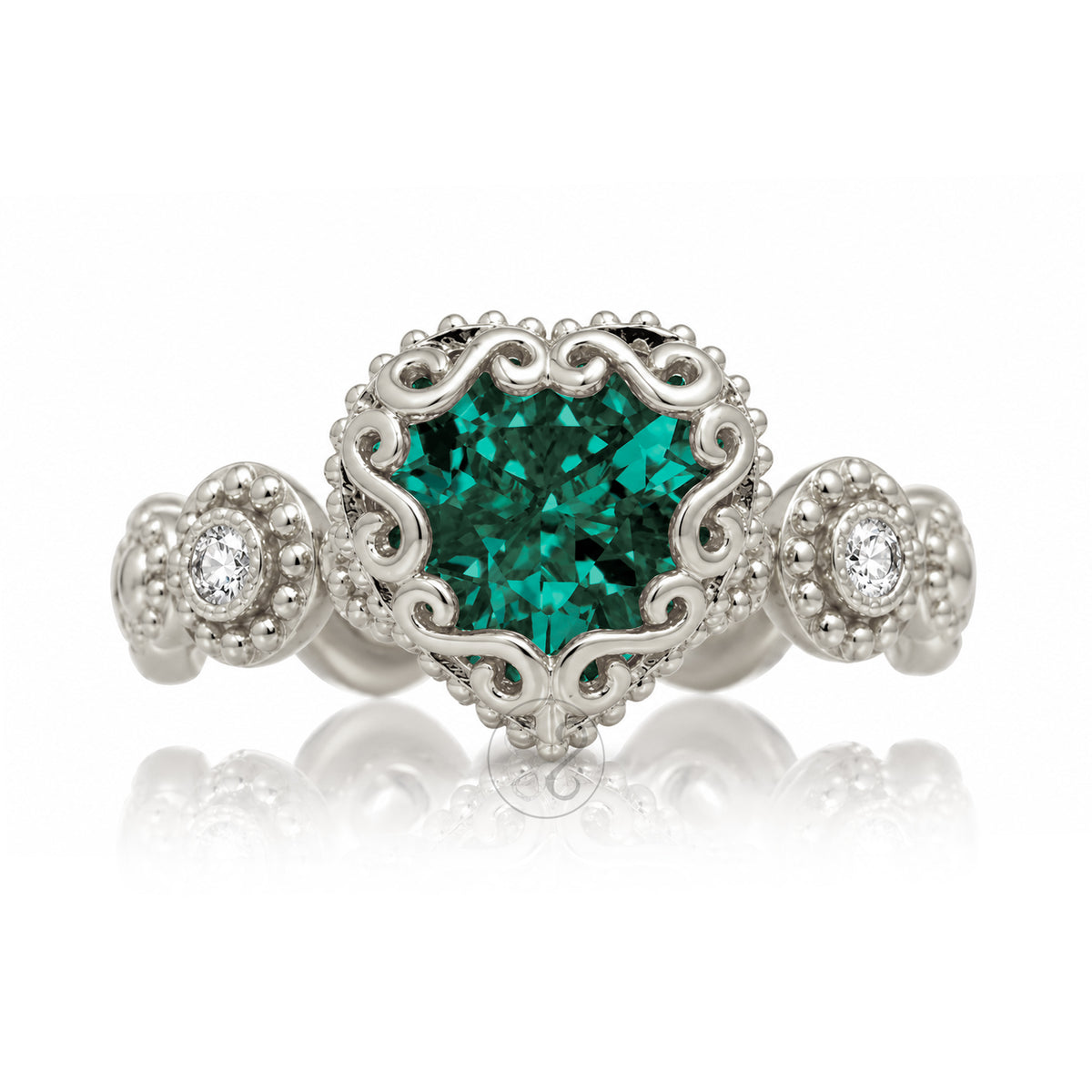The Nilda Heart Emerald Ring