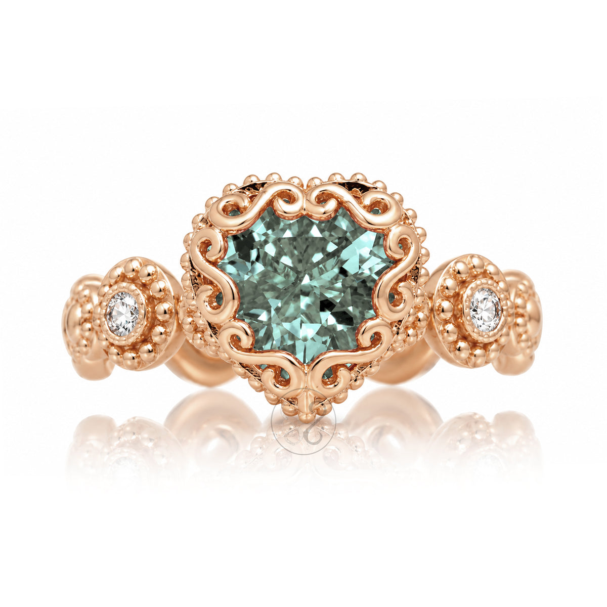 The Nilda Heart Green Sapphire Ring