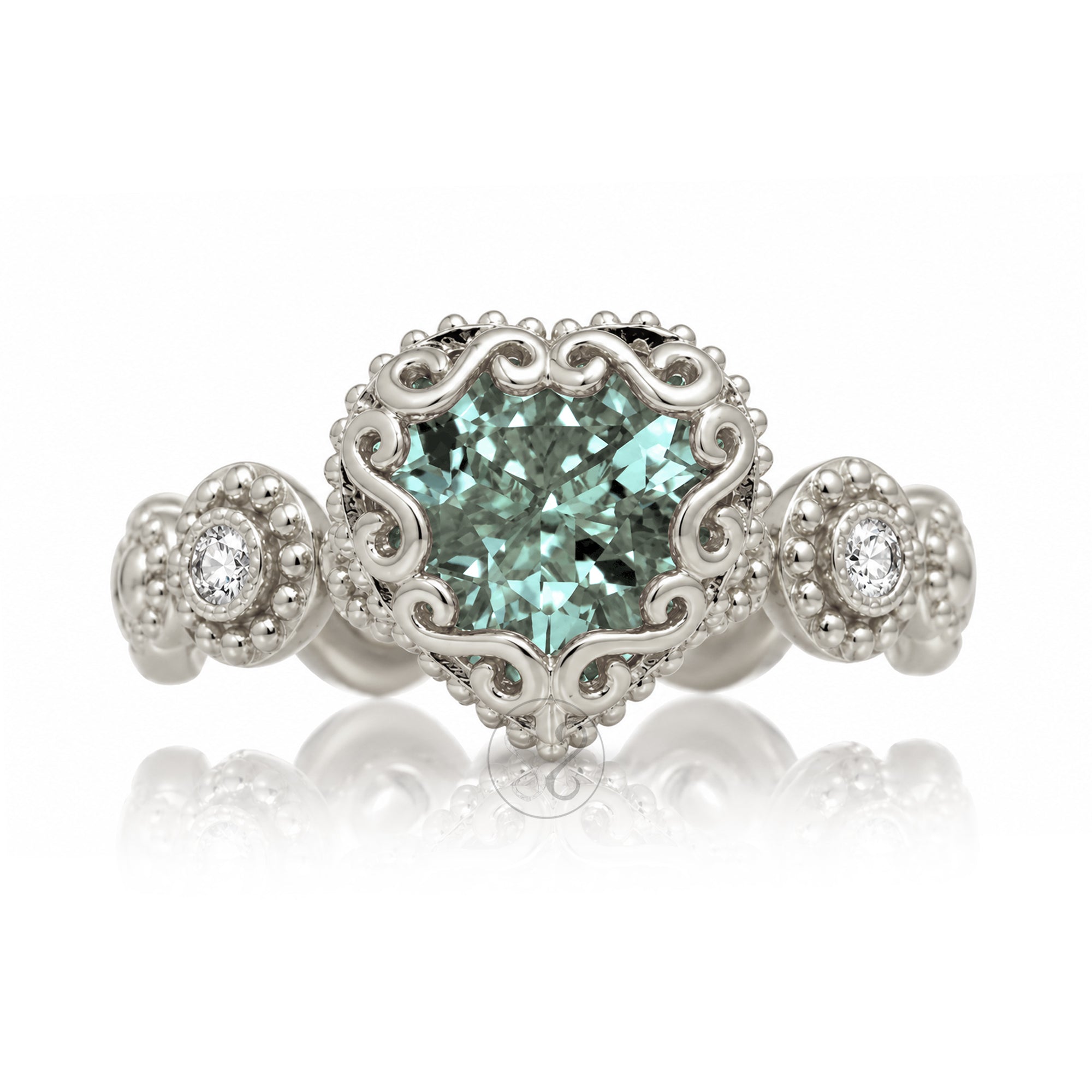 The Nilda Heart Green Sapphire Ring