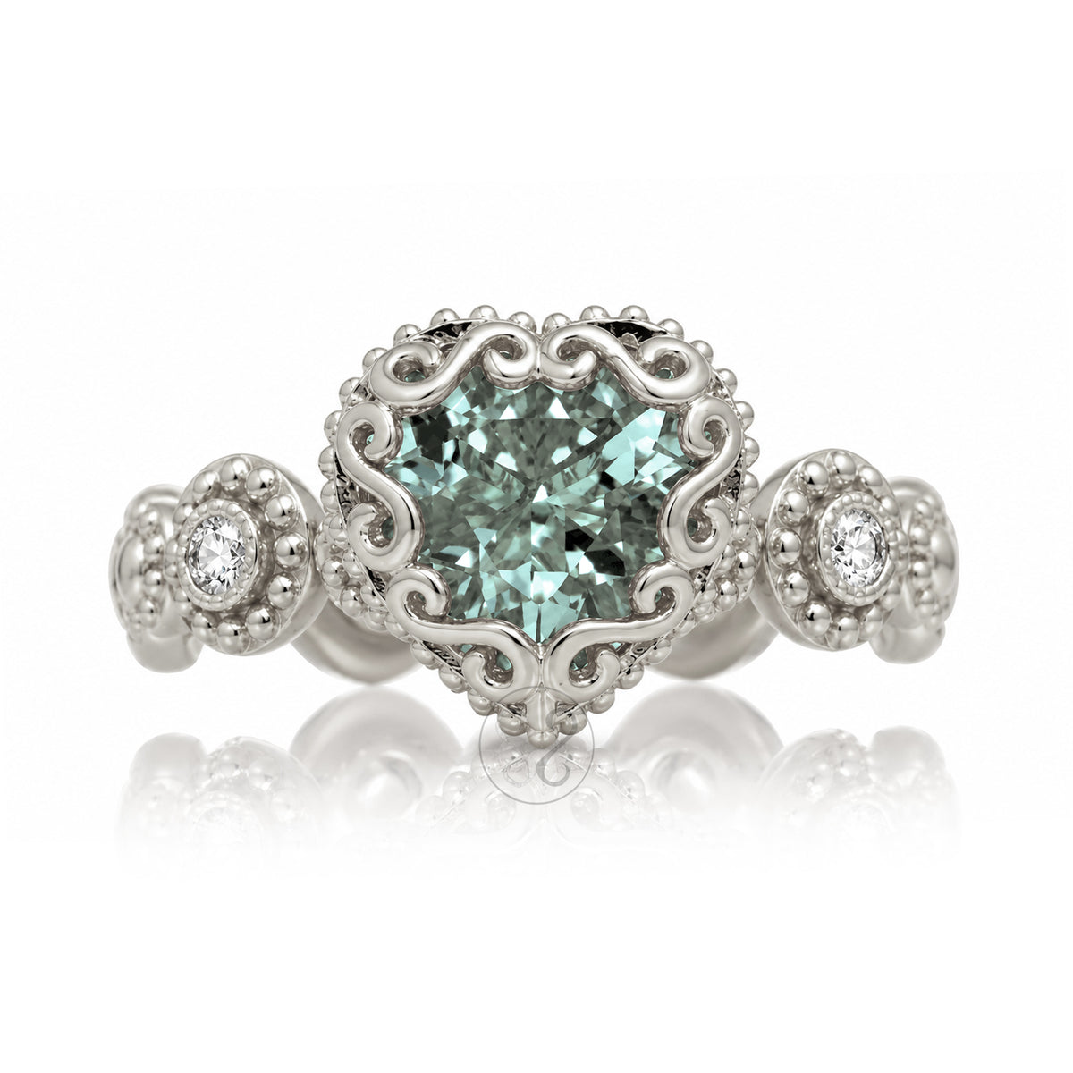The Nilda Heart Green Sapphire Ring