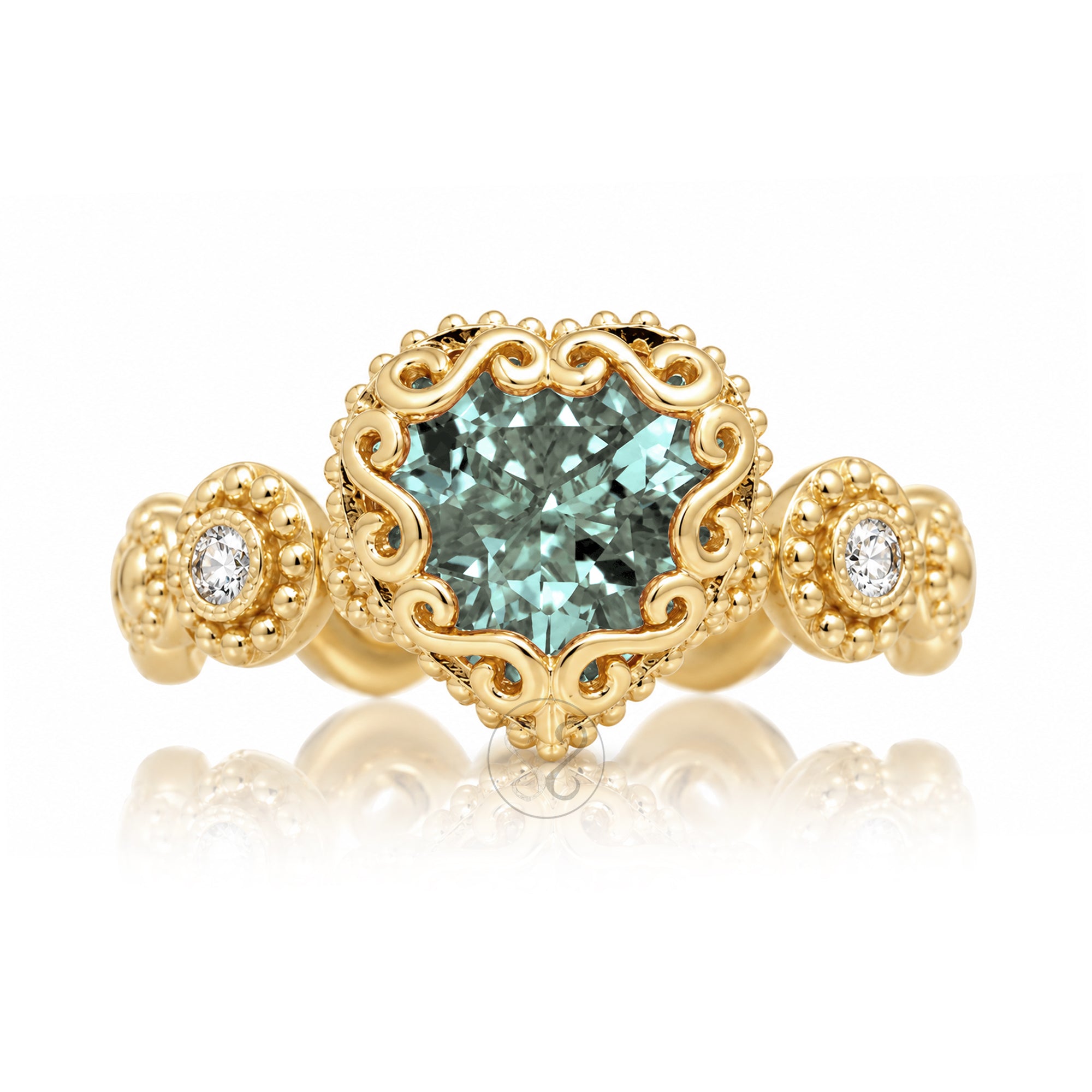 The Nilda Heart Green Sapphire Ring