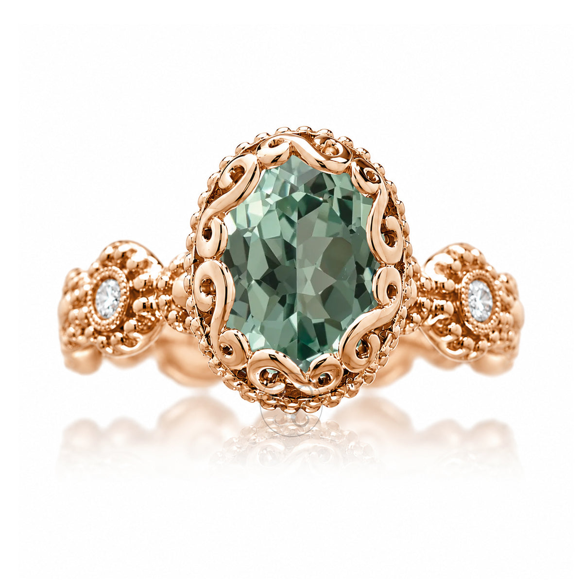 The Nilda Oval Green Sapphire Ring