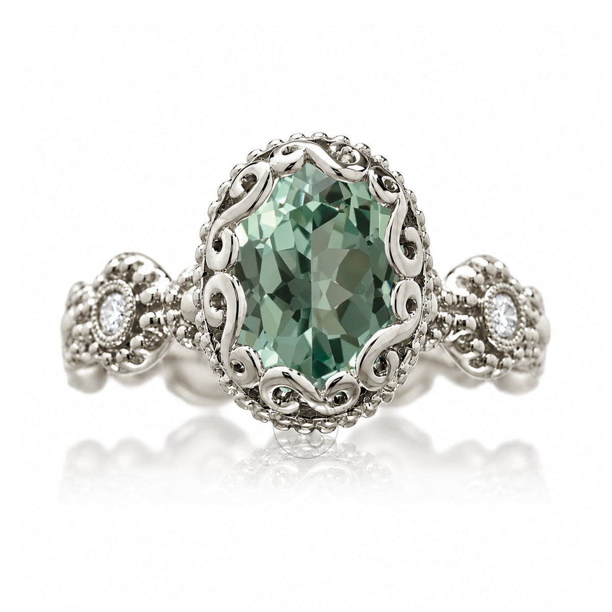 The Nilda Oval Green Sapphire Ring