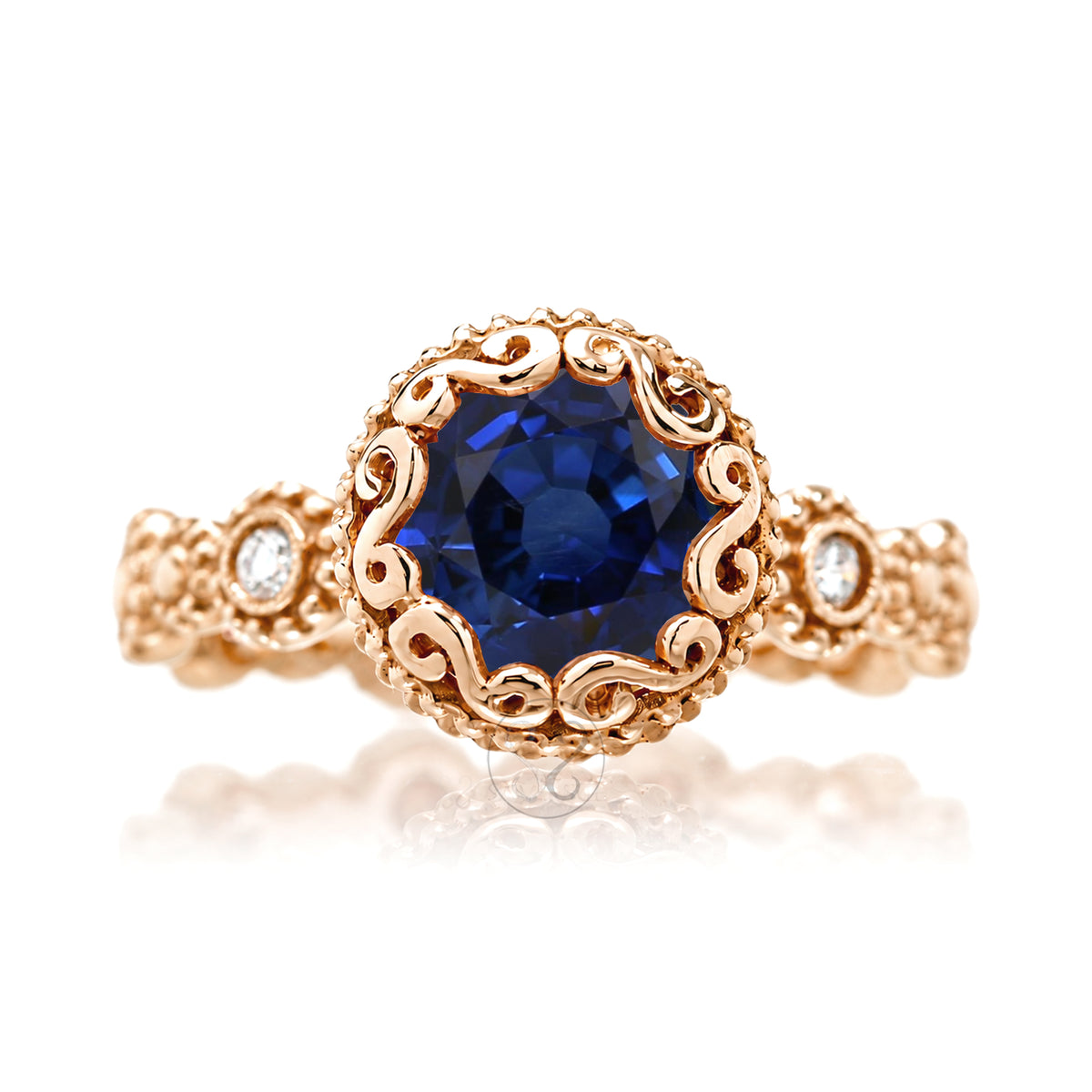 The Nilda Round Blue Sapphire Ring