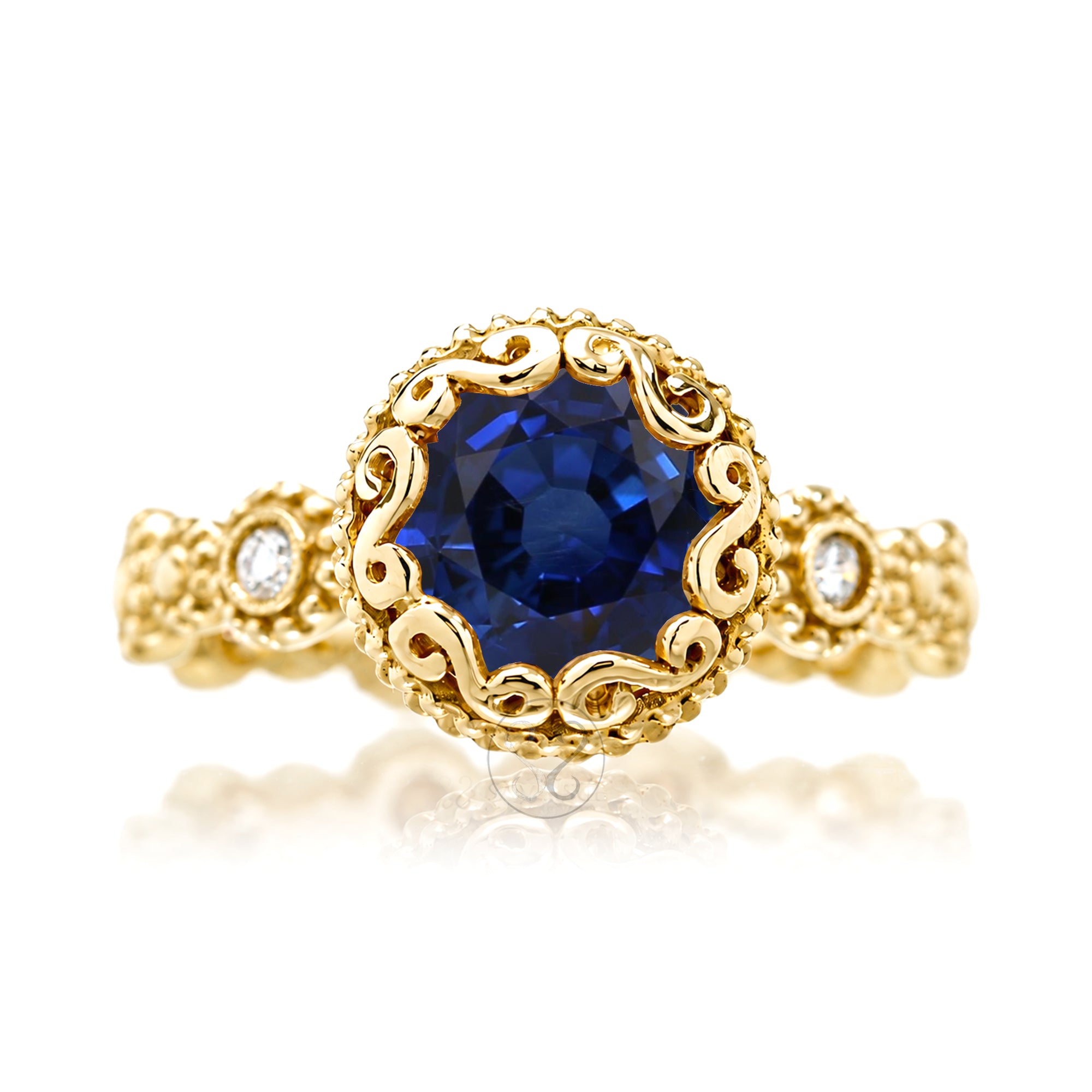 The Nilda Round Blue Sapphire Ring