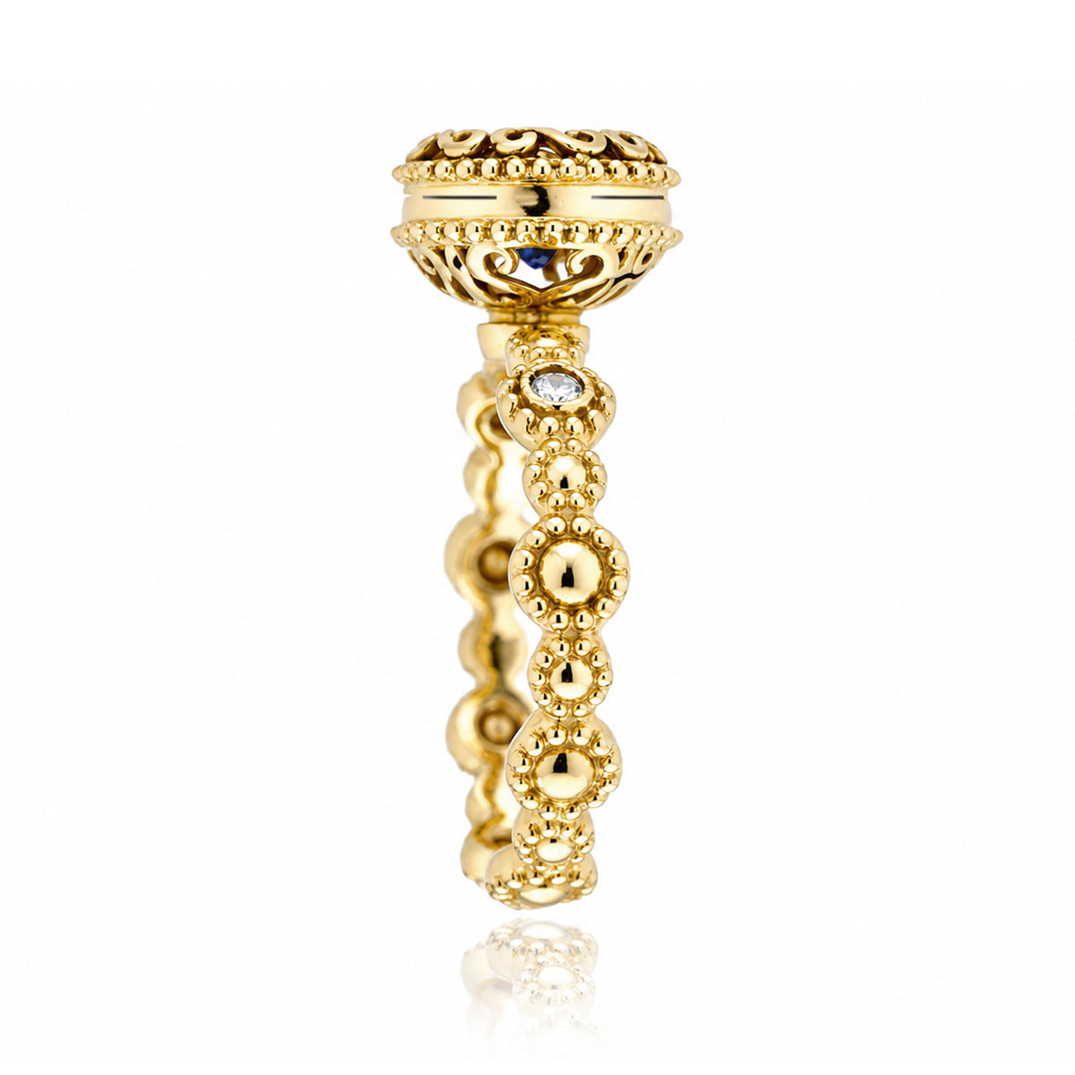 The Nilda Round Blue Sapphire Ring