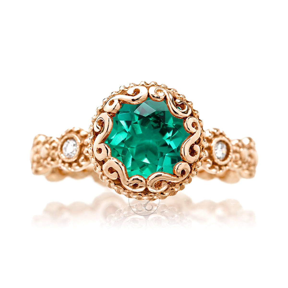 The Nilda Round Emerald Ring