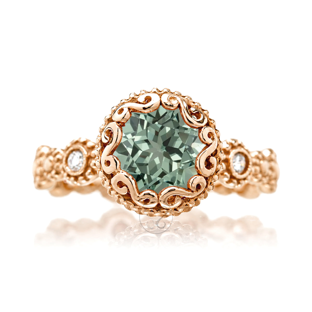 The Nilda Round Green Sapphire Ring