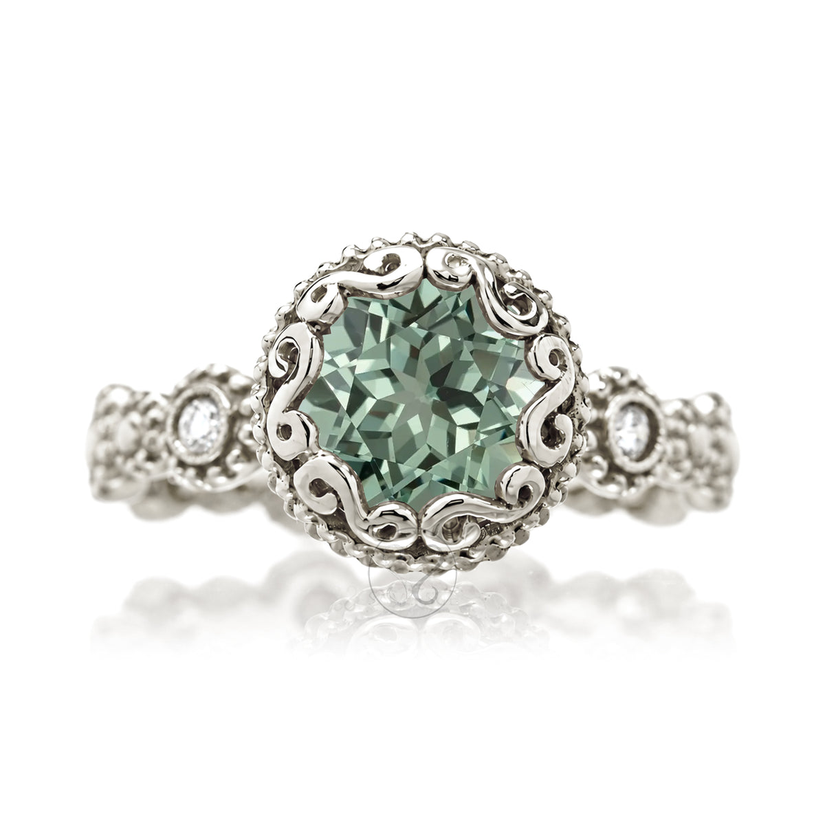 The Nilda Round Green Sapphire Ring