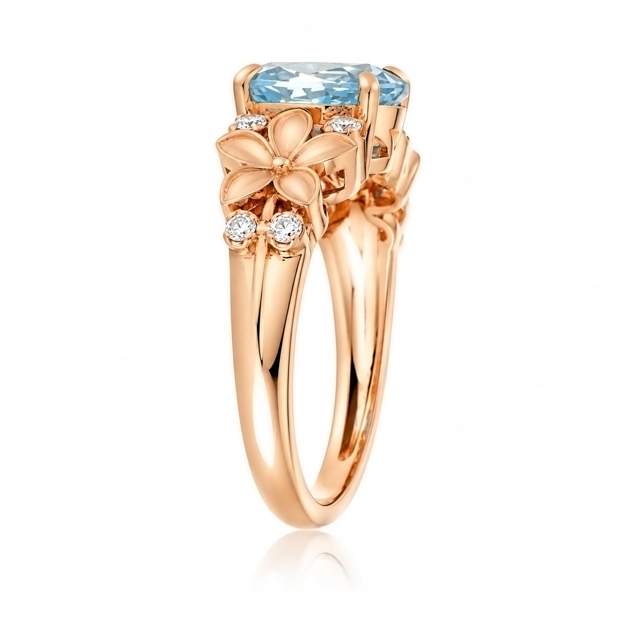The Island Plumeria Oval Aquamarine Ring