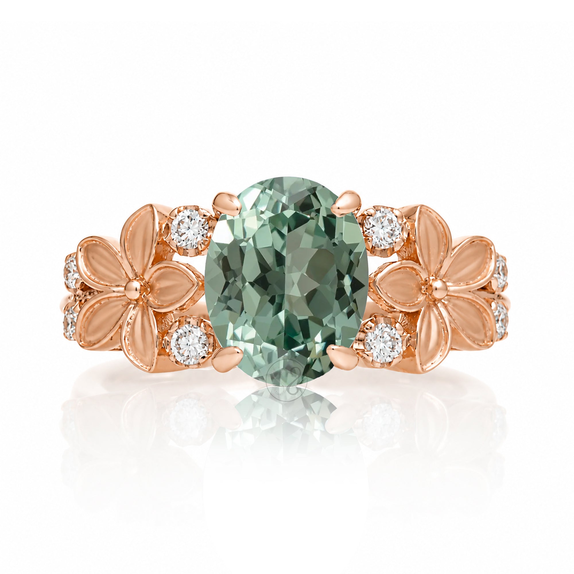 The Island Plumeria Oval Green Sapphire Ring