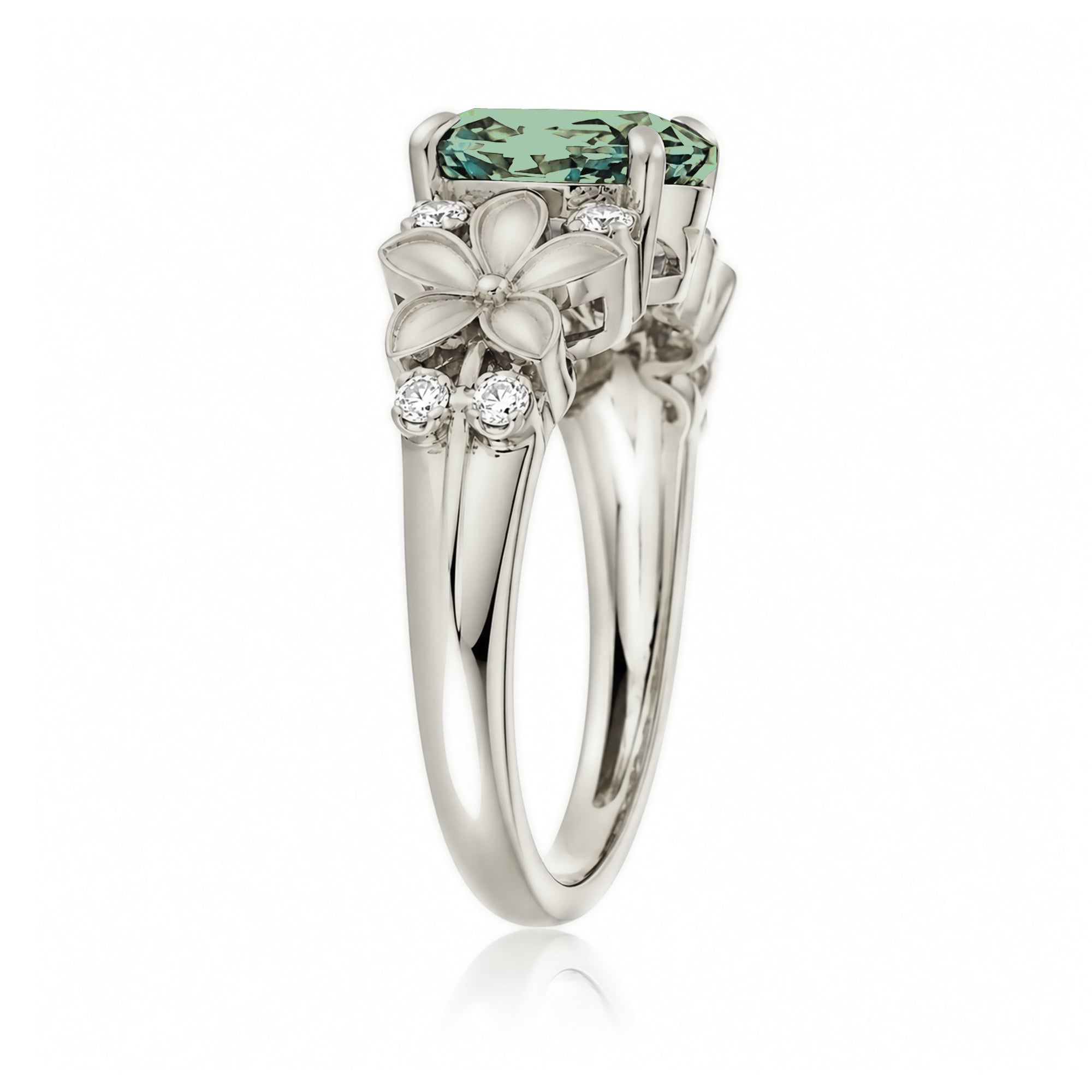 The Island Plumeria Oval Green Sapphire Ring