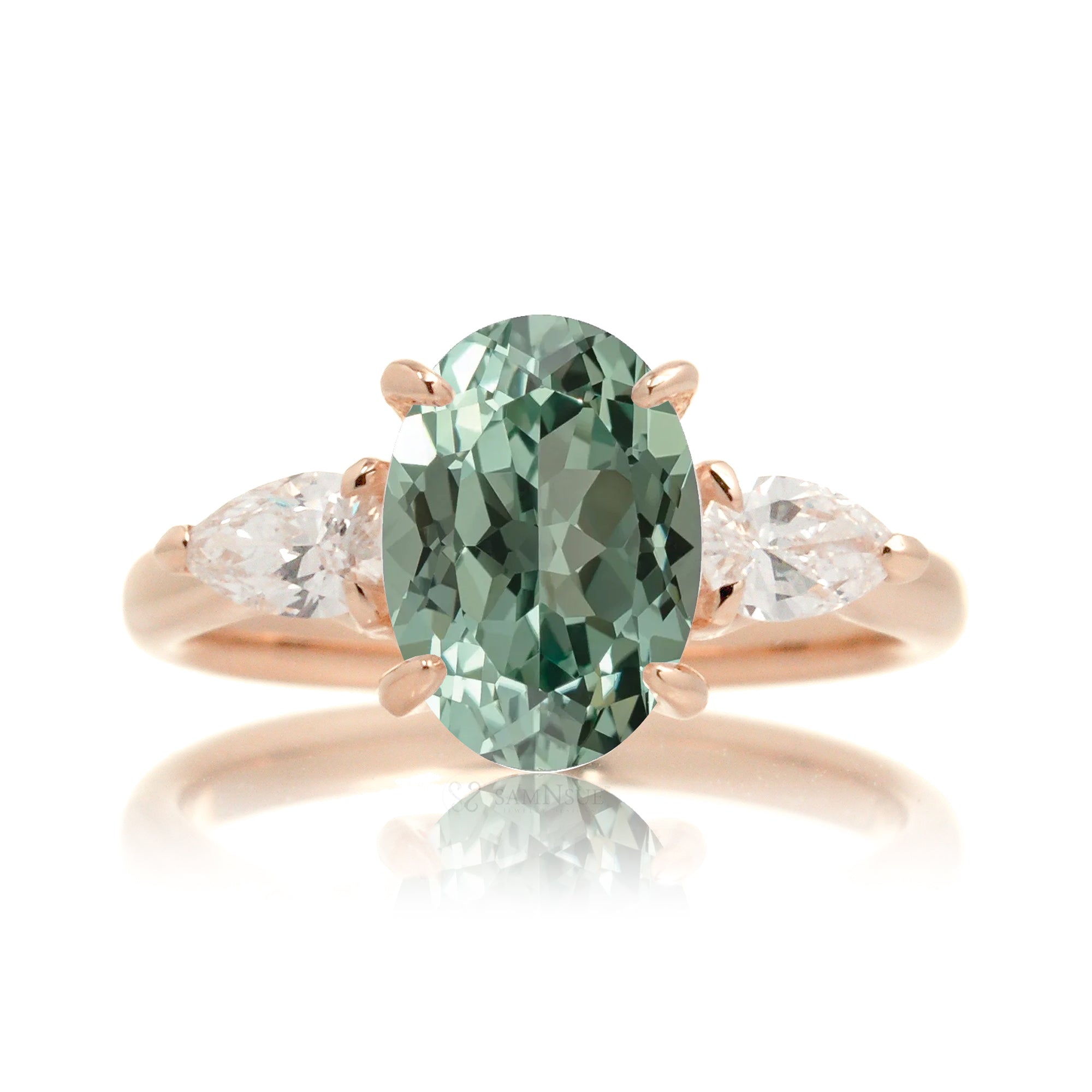 The Iris Oval Cut Green Sapphire Ring