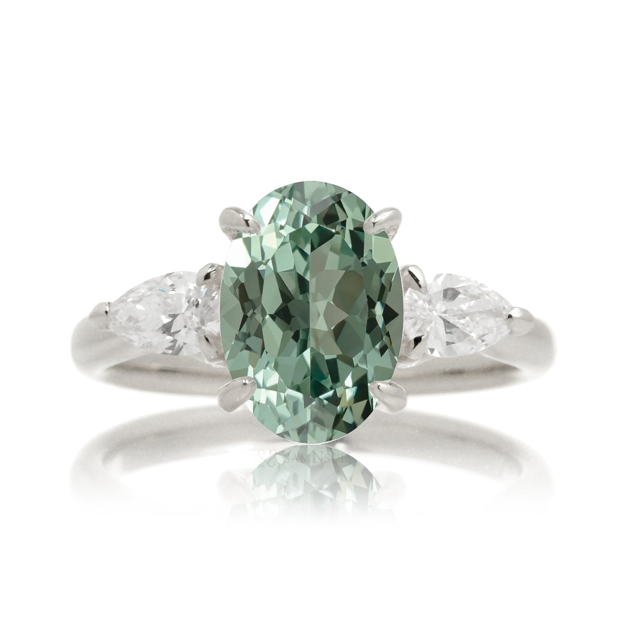 The Iris Oval Cut Green Sapphire Ring