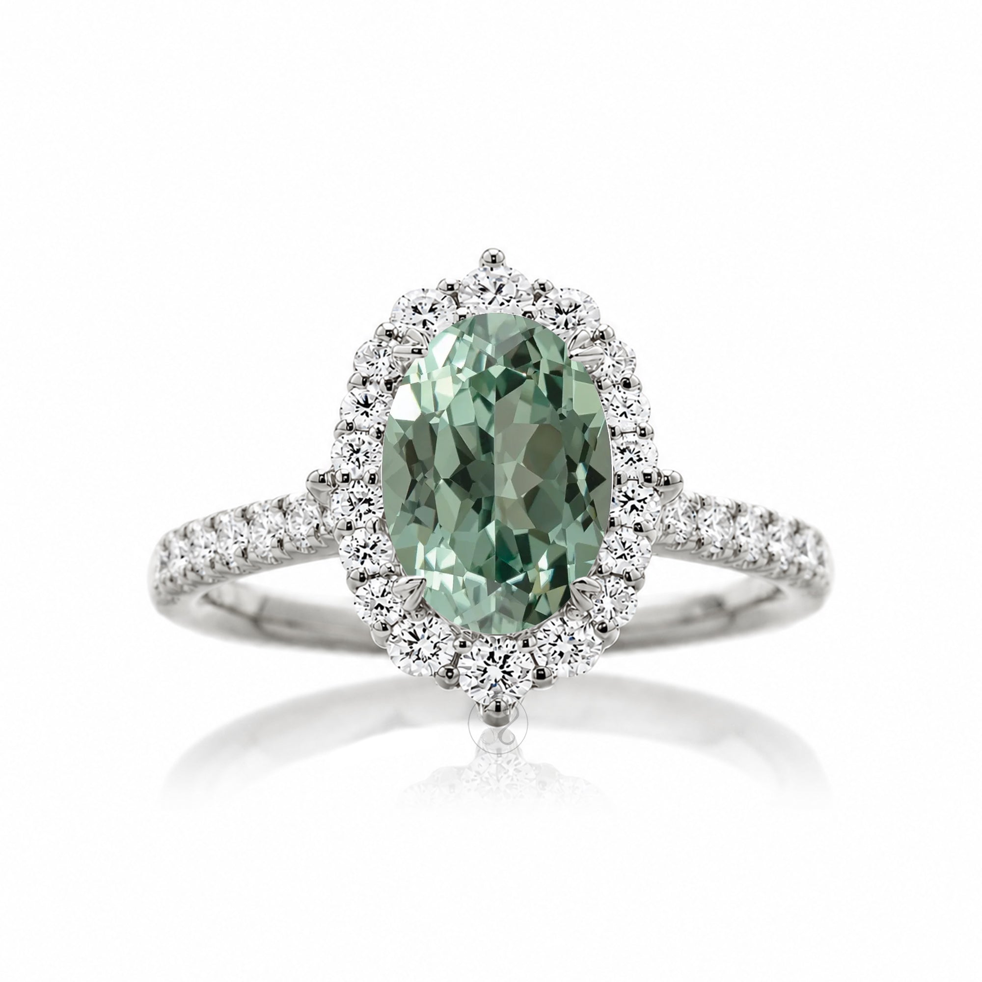 The Haley Oval Cut Green Sapphire Ring