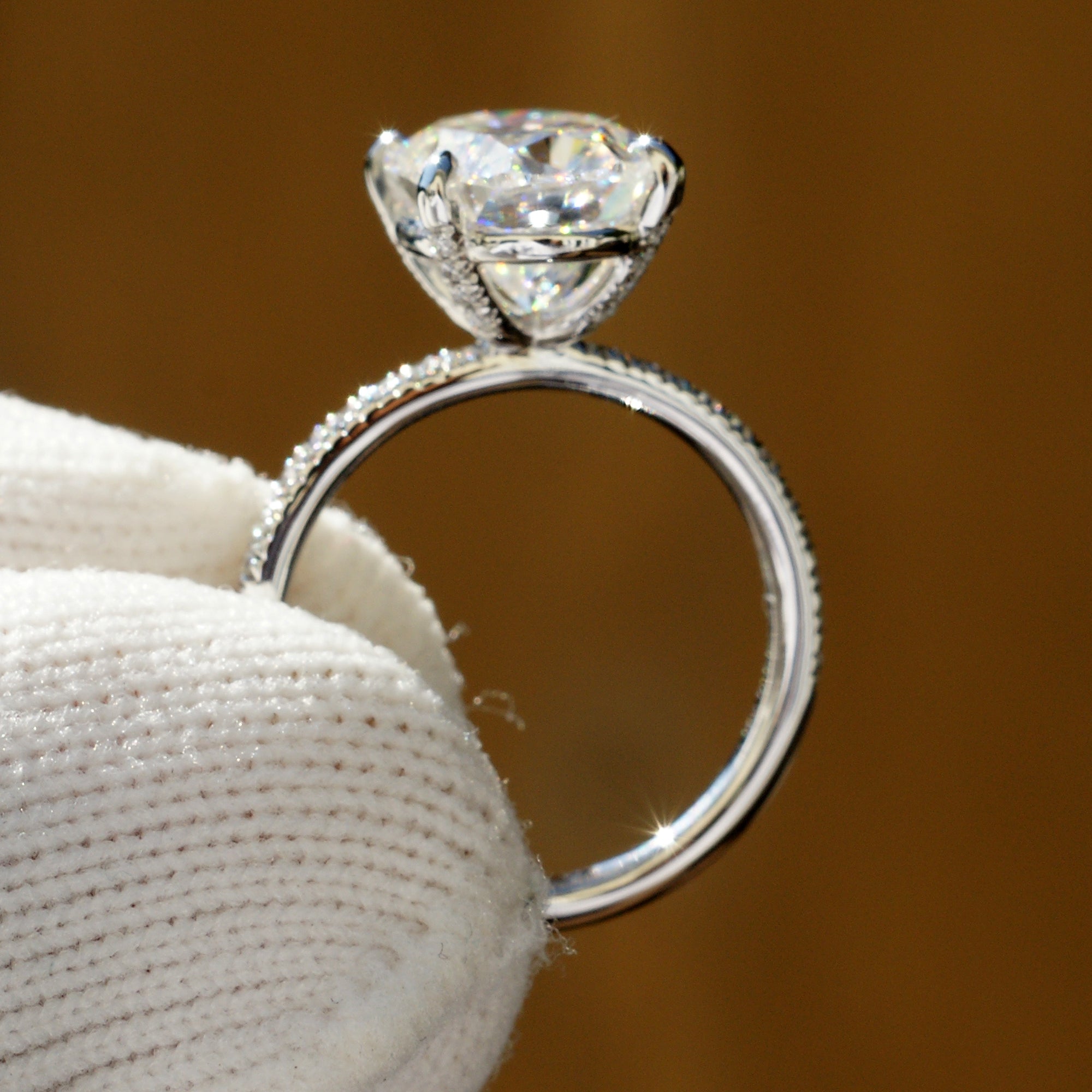 Oval Cut Moissanite Ring 10x8mm Platinum -The Ava (1.5mm Band)