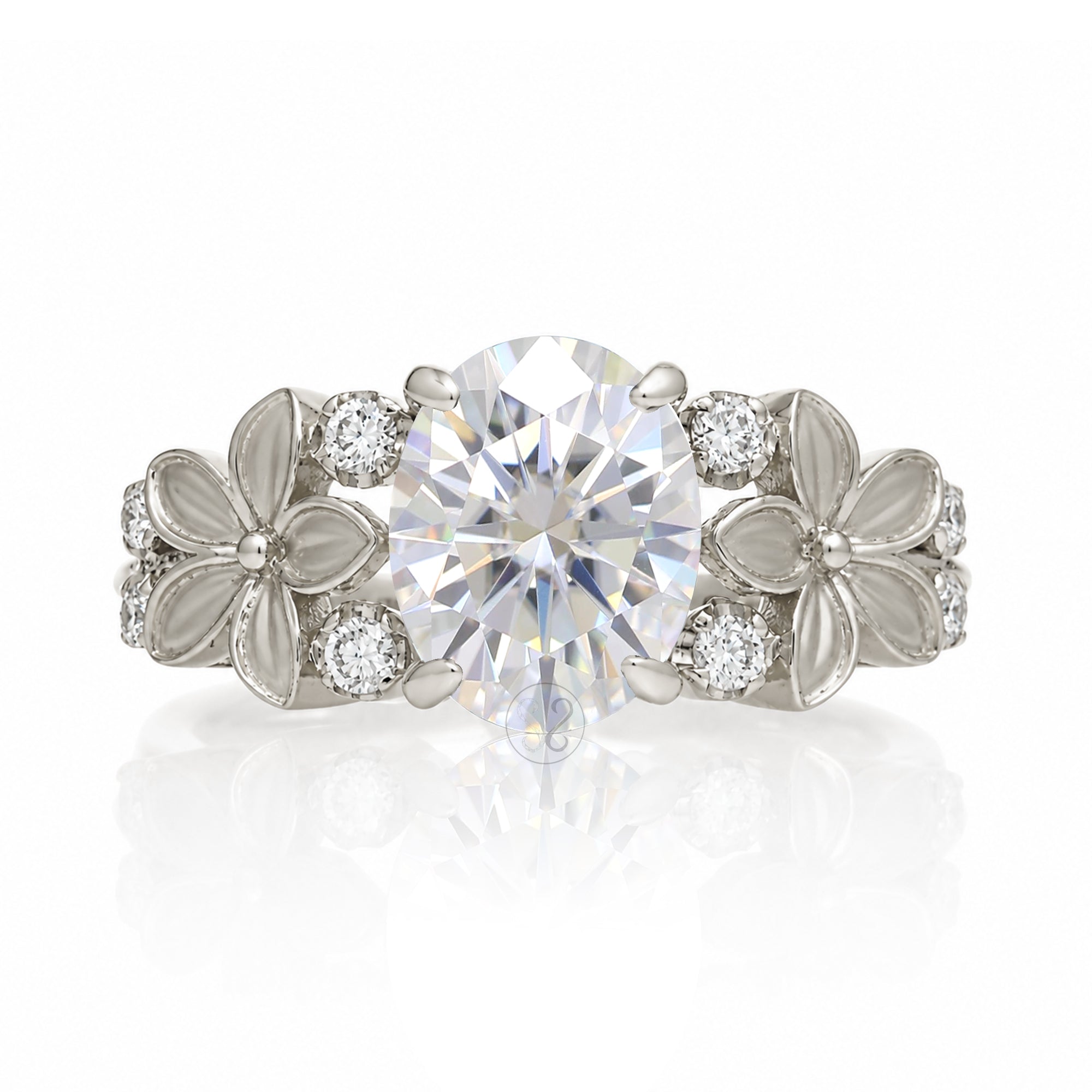 The Island Plumeria Oval Moissanite Ring