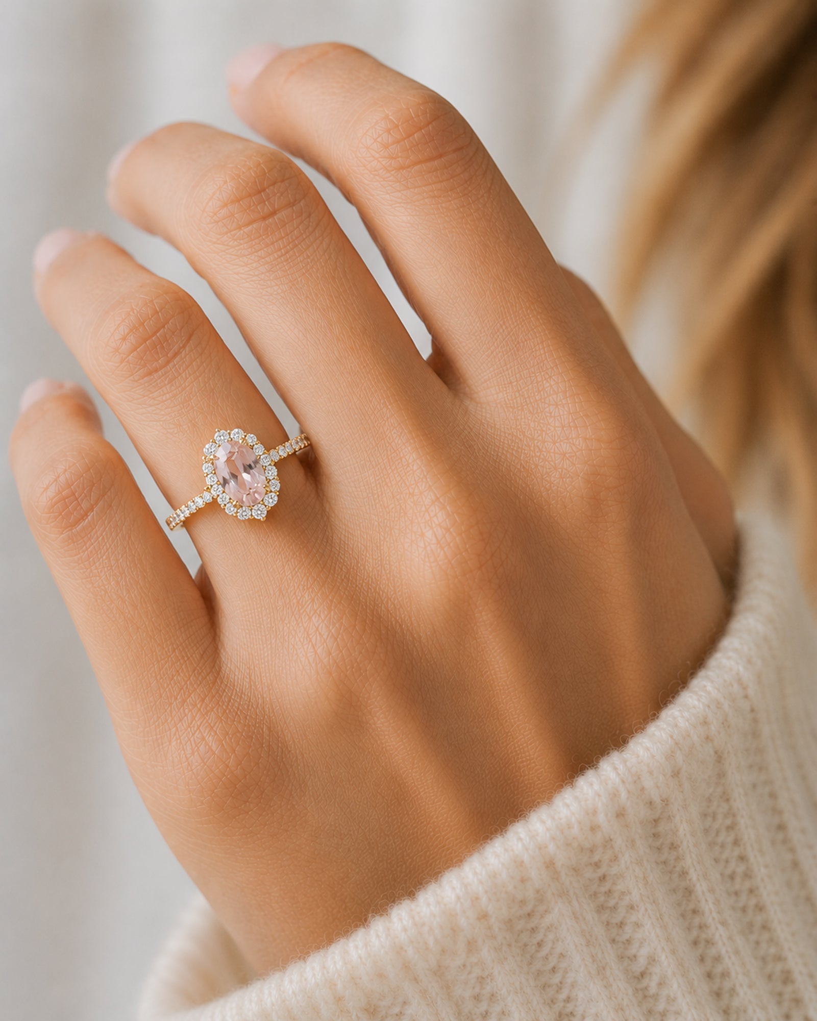 The Haley Oval Cut Morganite Ring