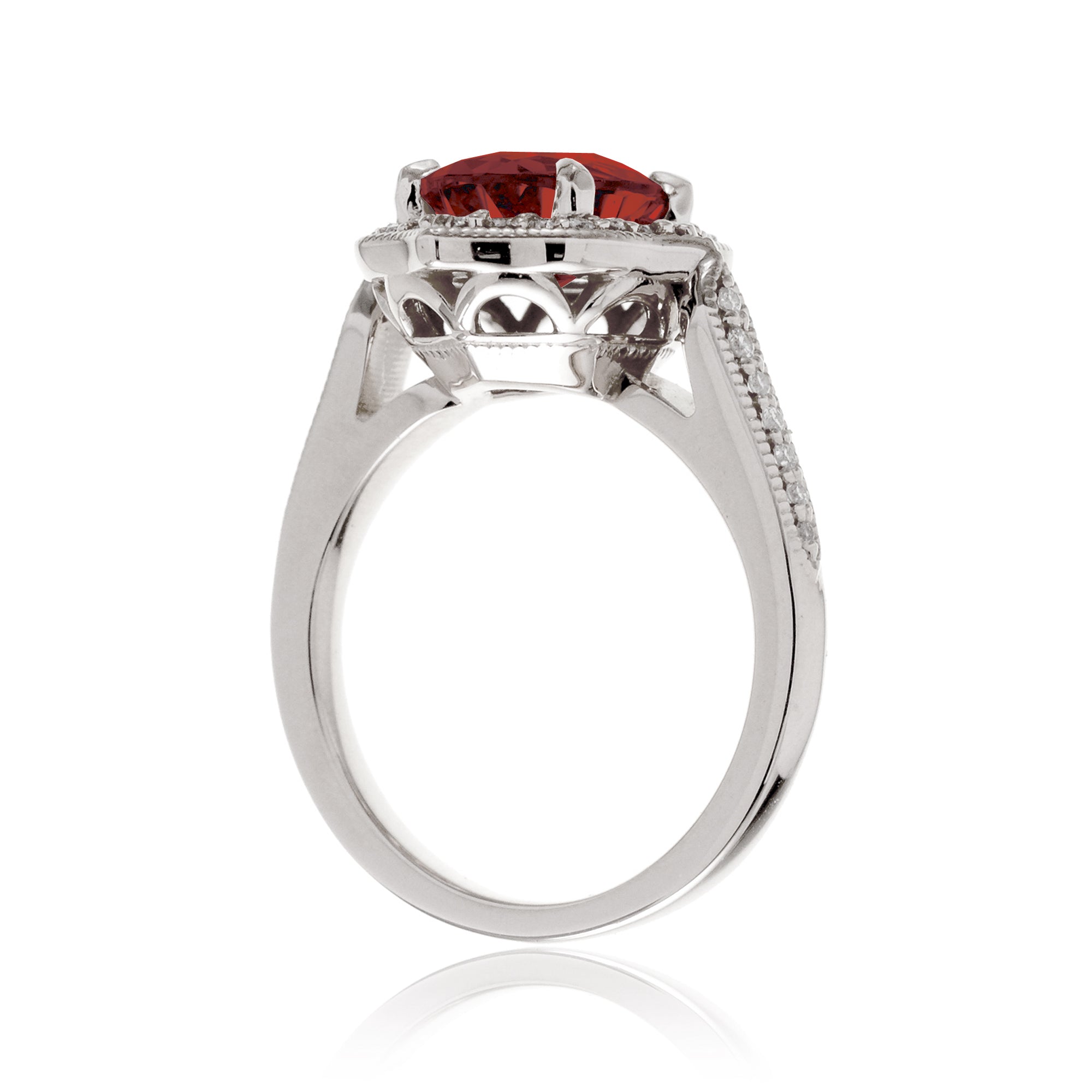 Elegant Oval Ruby and Diamond Ring in White Gold