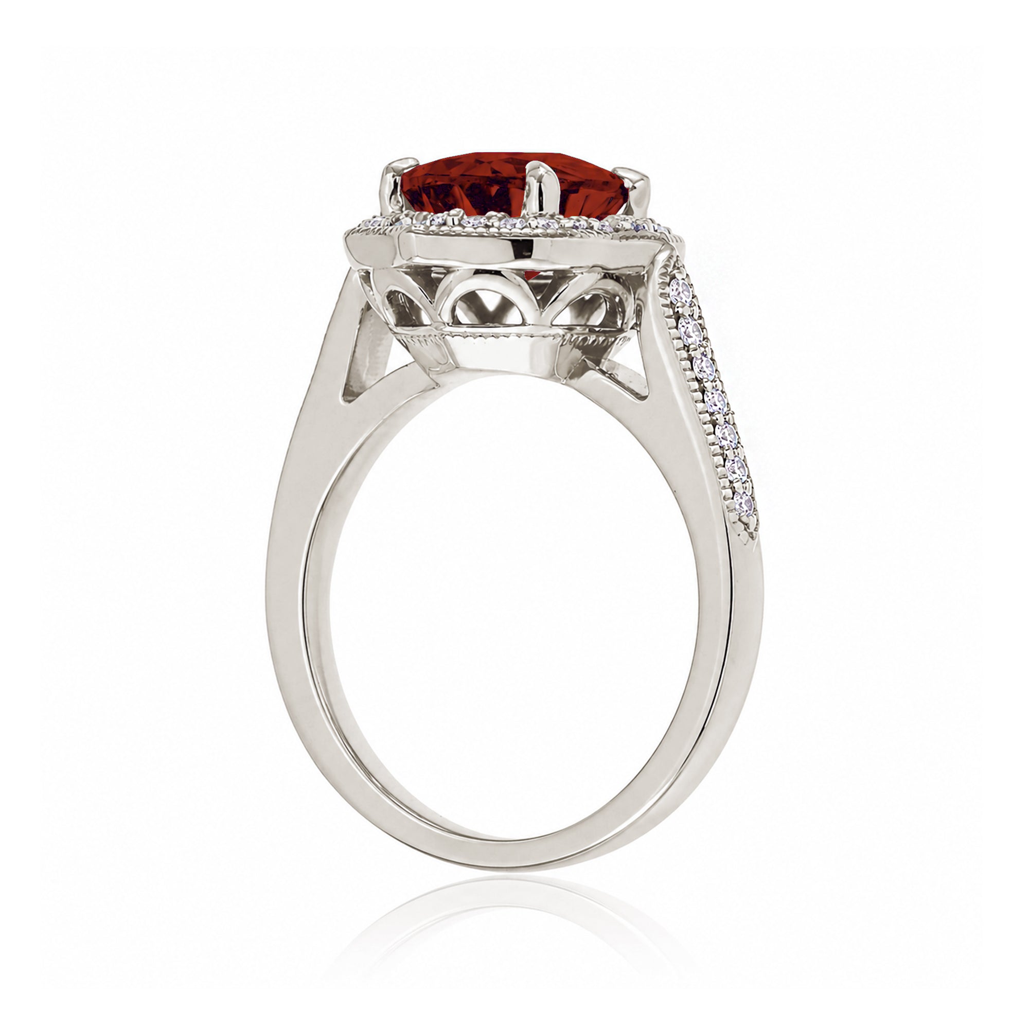 Elegant Oval Ruby and Diamond Ring in White Gold