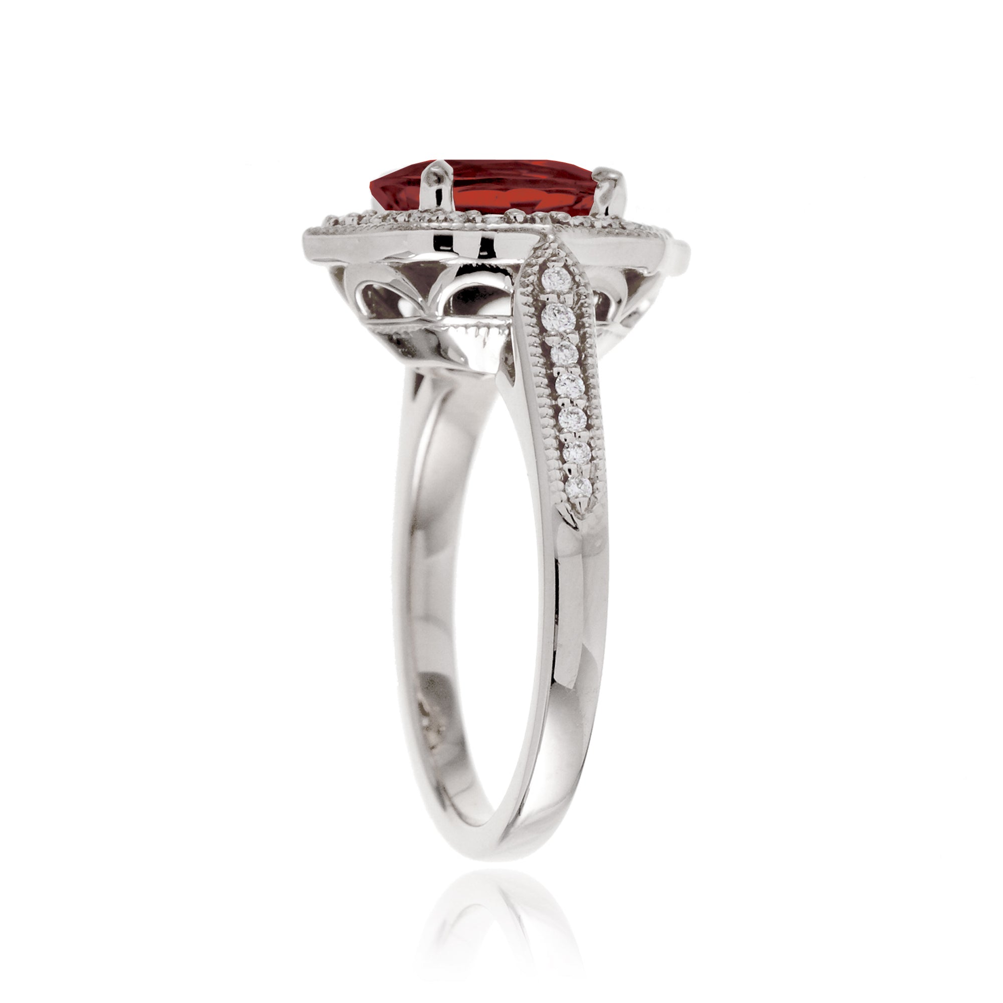 Elegant Oval Ruby and Diamond Ring in White Gold
