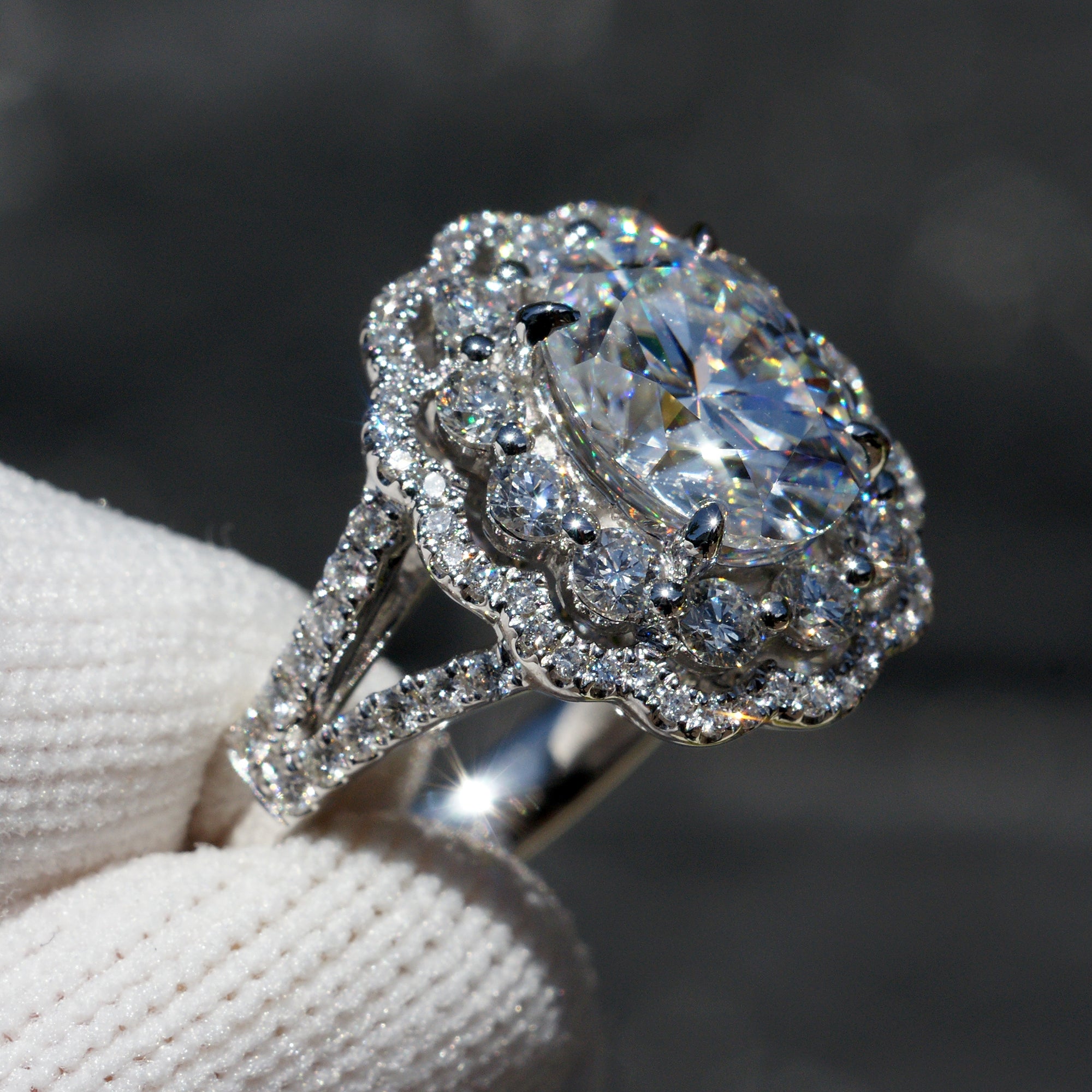 The Constance Oval Cut Moissanite Diamond Ring 18k White Gold (3.91ct. tw)