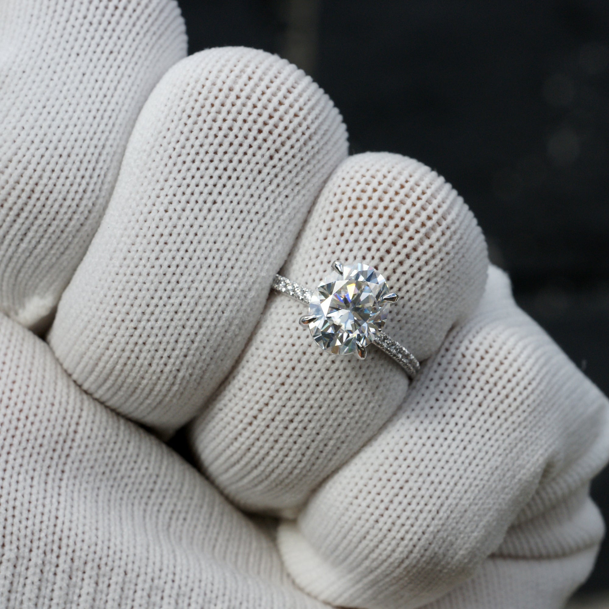 Oval Moissanite Ring 10x8mm Platinum -The Ava (1.5mm Band)