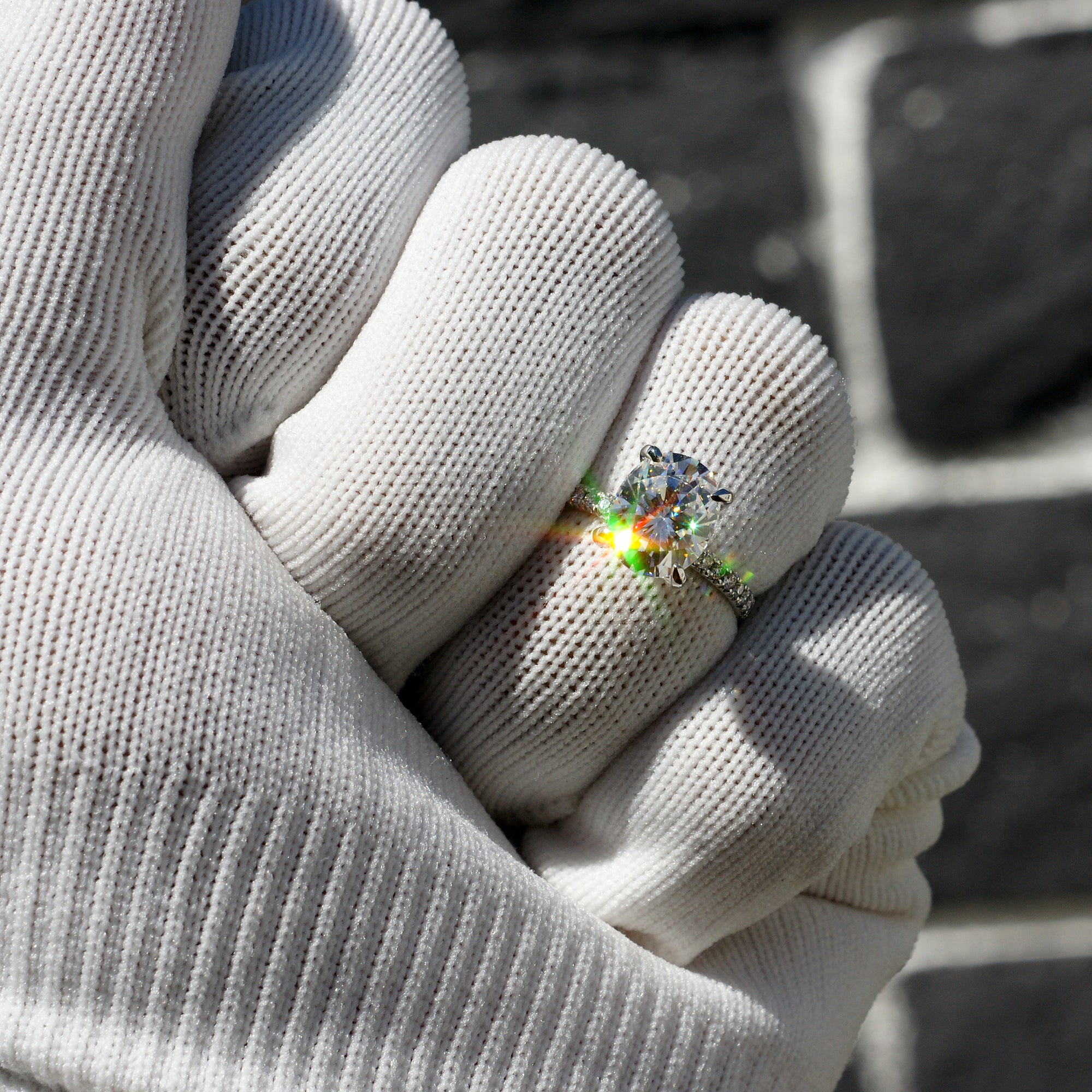 Oval Cut Moissanite Ring 10x8mm Platinum -The Ava (1.5mm Band)