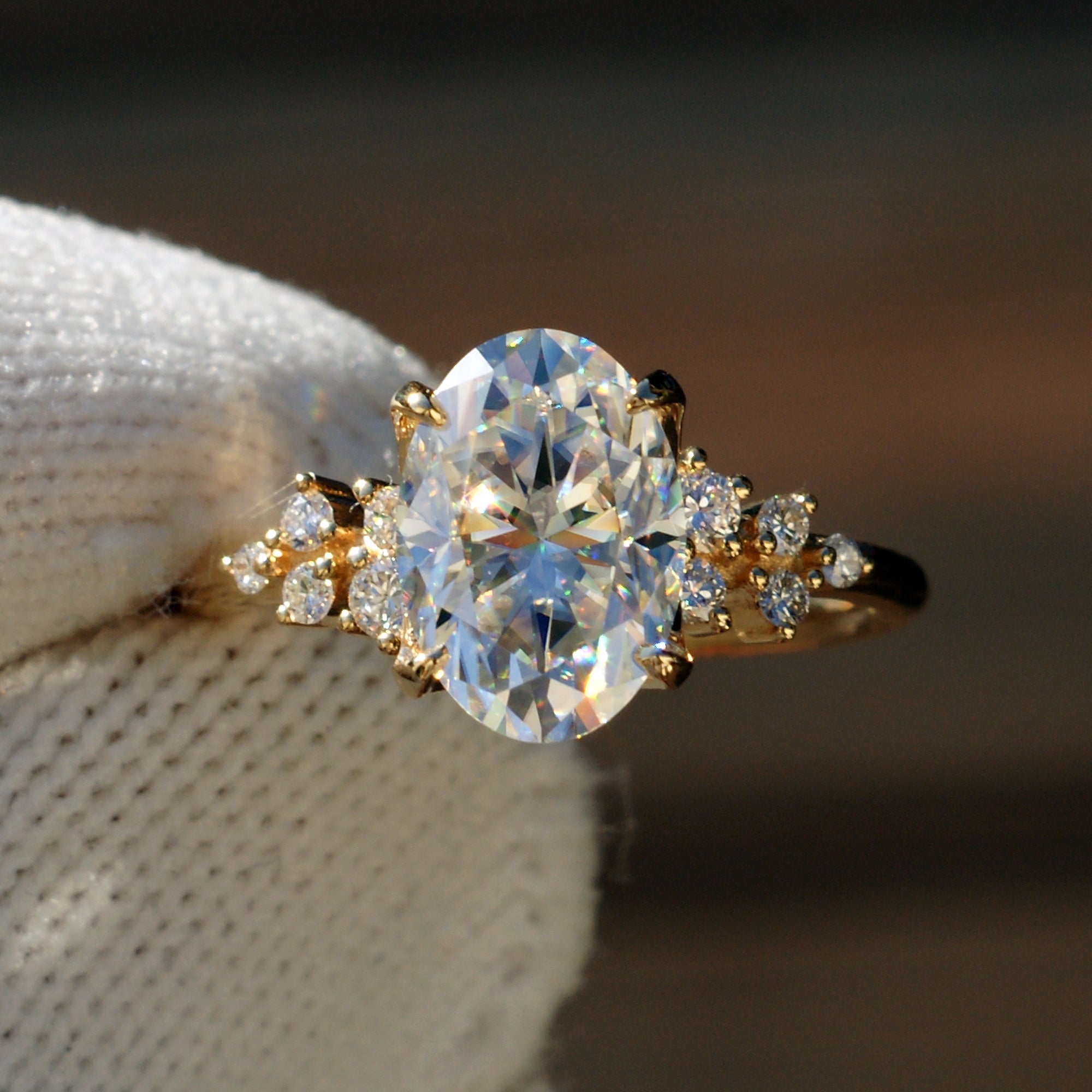 Oval Moissanite Ring Solitaire Engagement Ring In Yellow Gold
