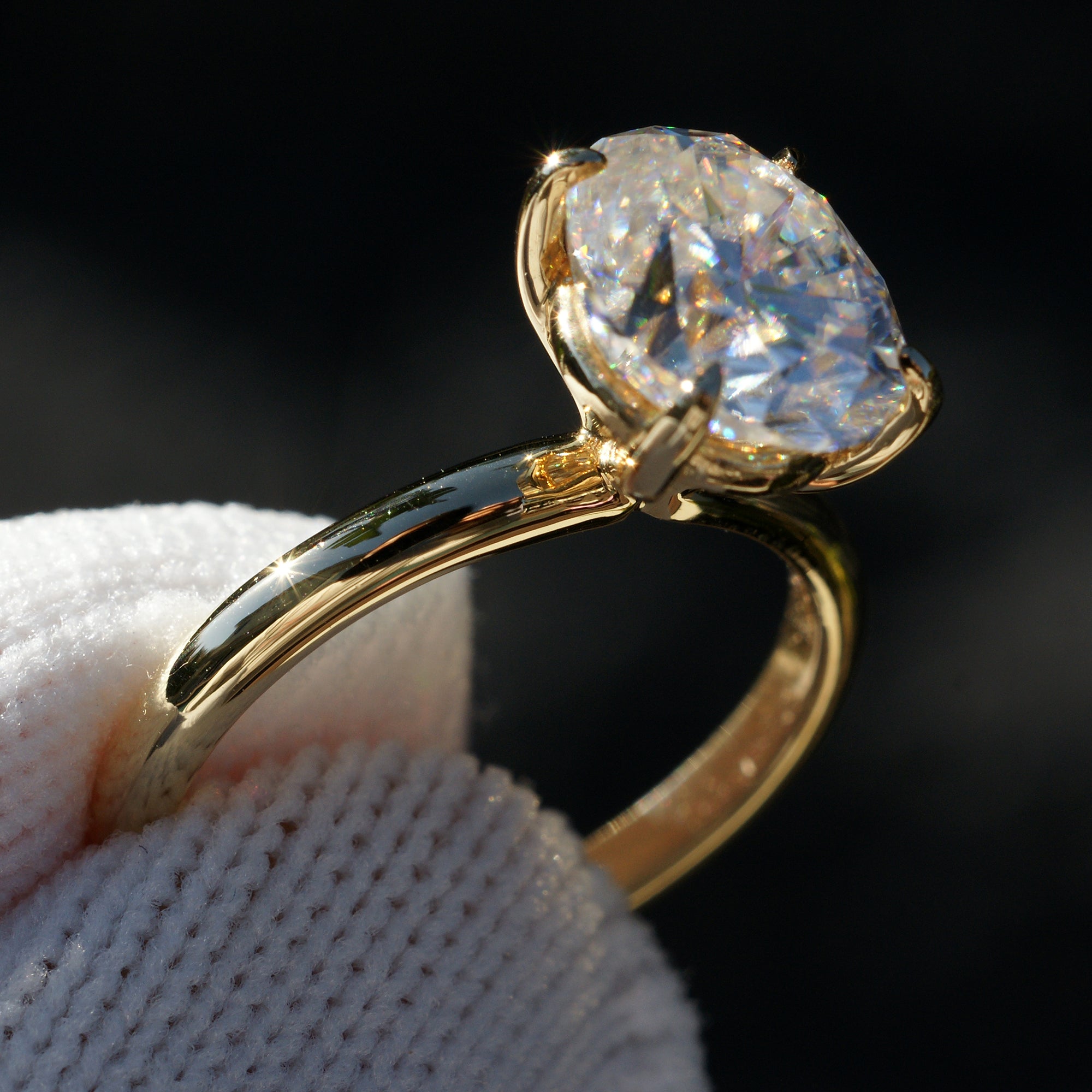 Oval Moissanite Ring 12x10mm 14k Yellow Gold -The Kim