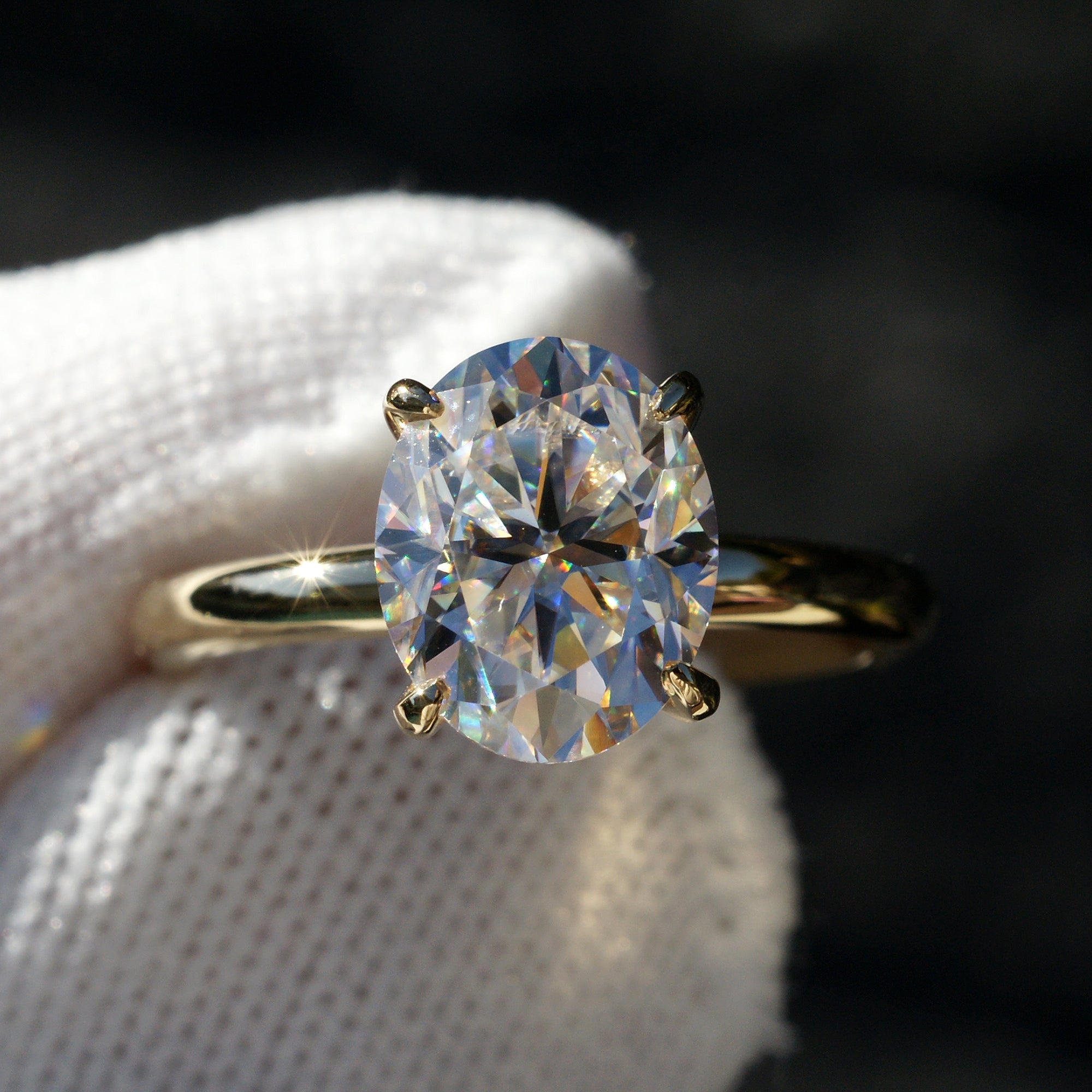 Oval Moissanite Ring 12x10mm 14k Yellow Gold -The Kim