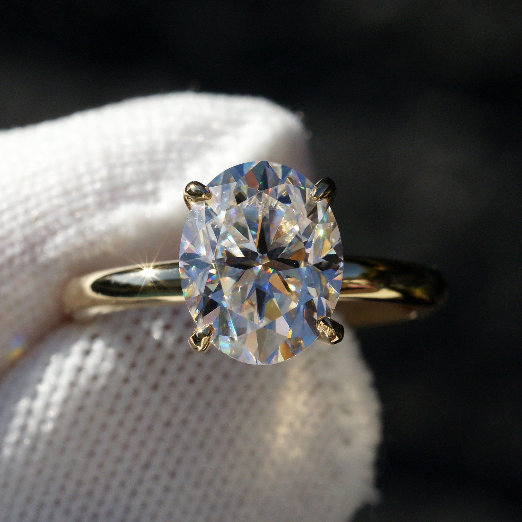 Oval Moissanite Ring 10x8mm 18k Yellow Gold -The Kim
