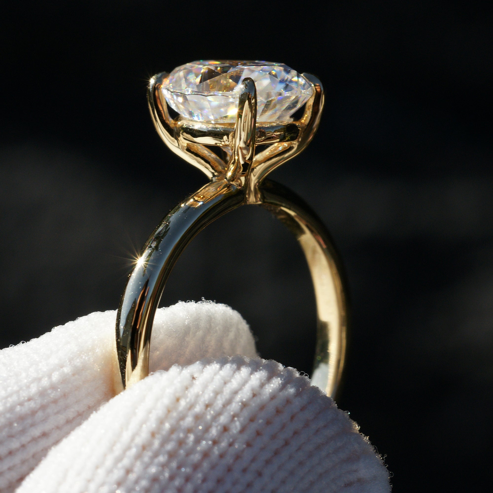 Oval Moissanite Ring 12x10mm 14k Yellow Gold -The Kim