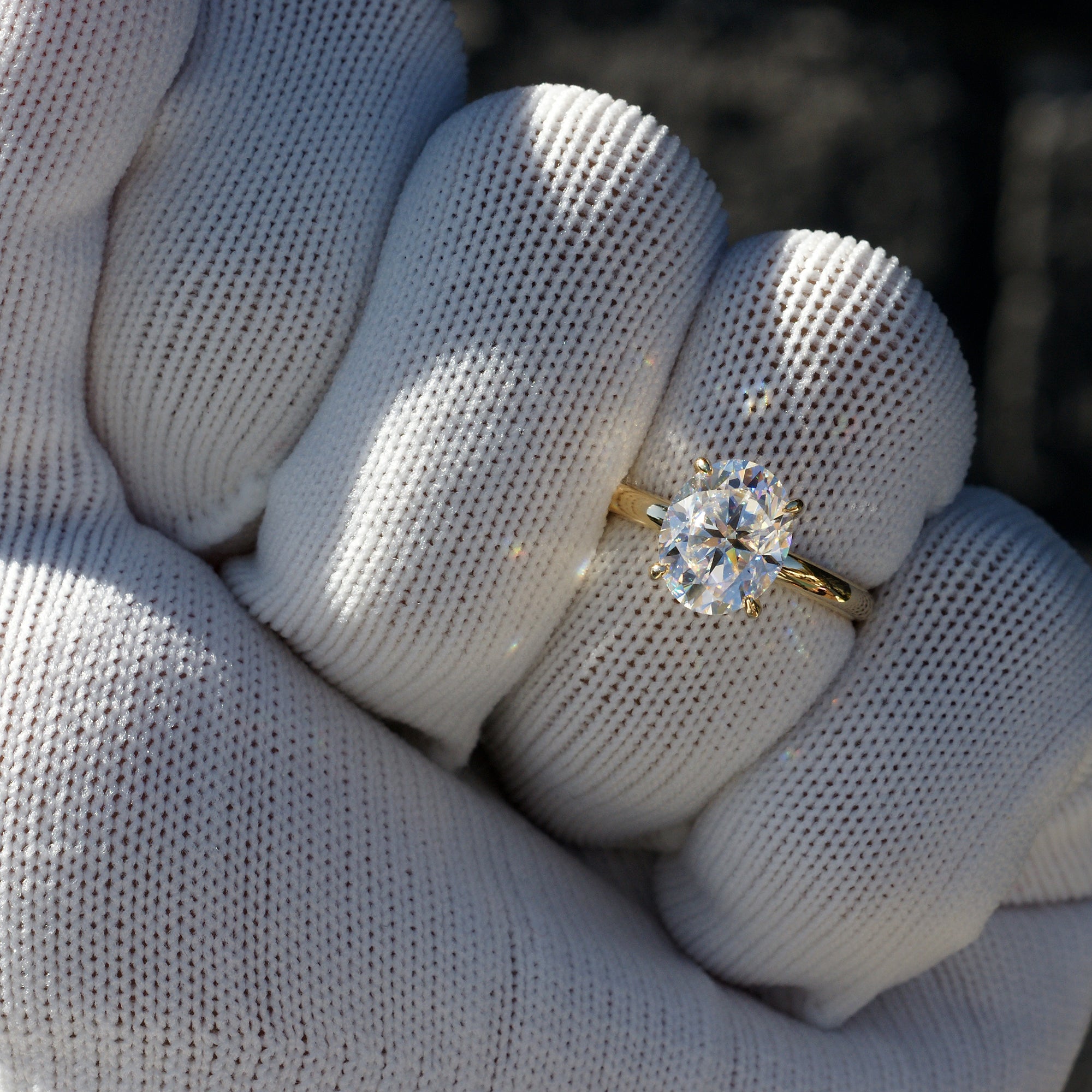 Oval Moissanite Ring 12x10mm 14k Yellow Gold -The Kim