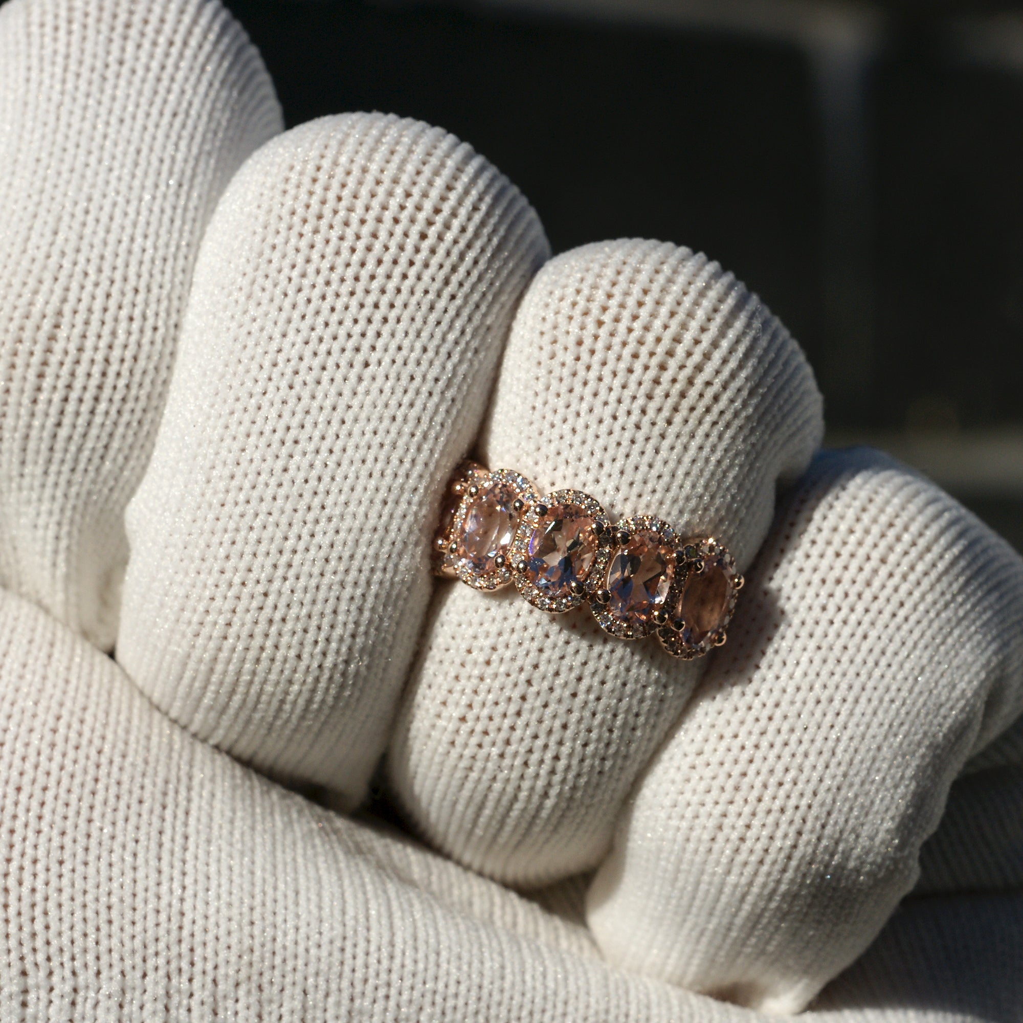 The Olivia Oval Morganite Wedding Anniversary Band